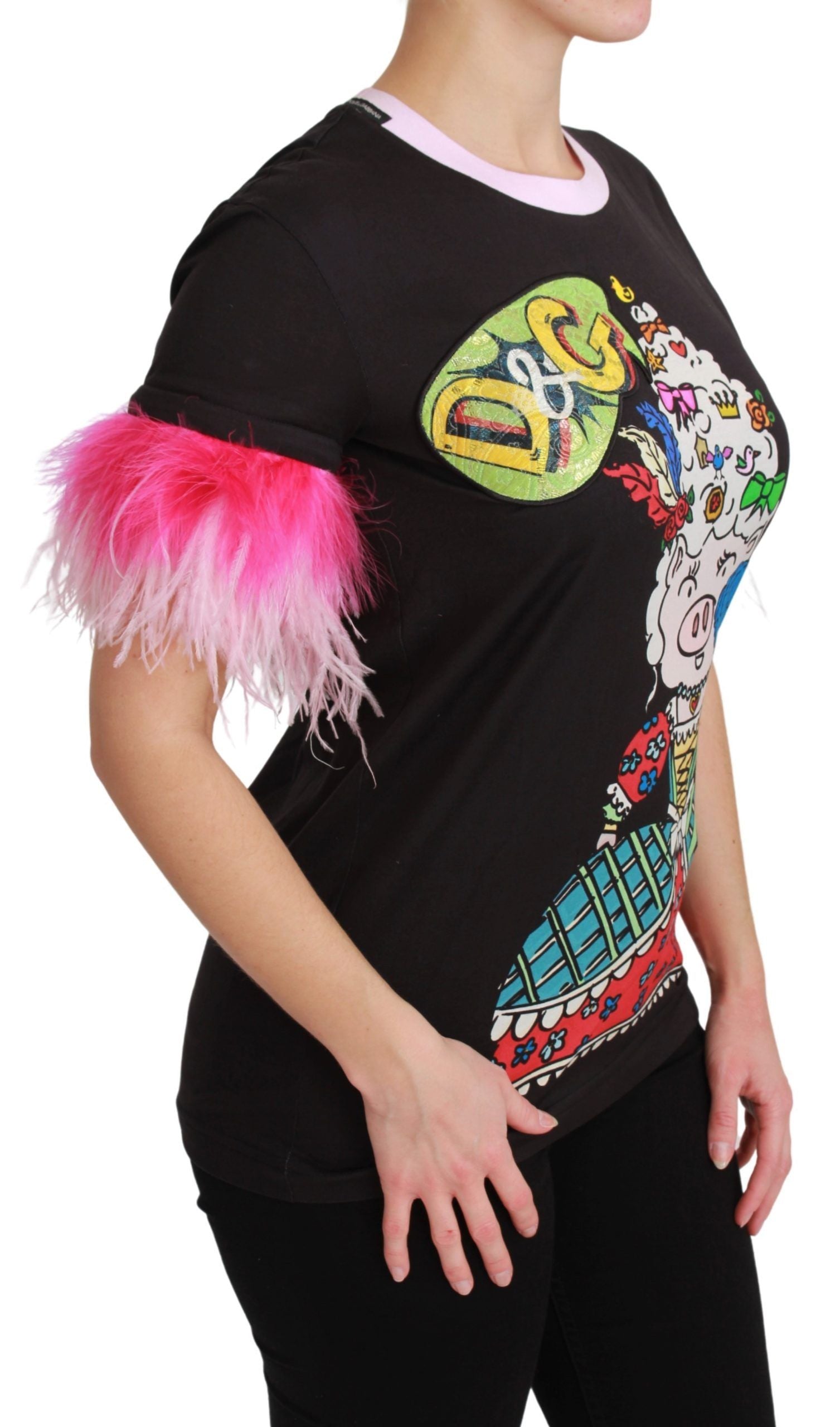 Zwart JAAR VAN HET VARKEN Top Katoenen T-shirt