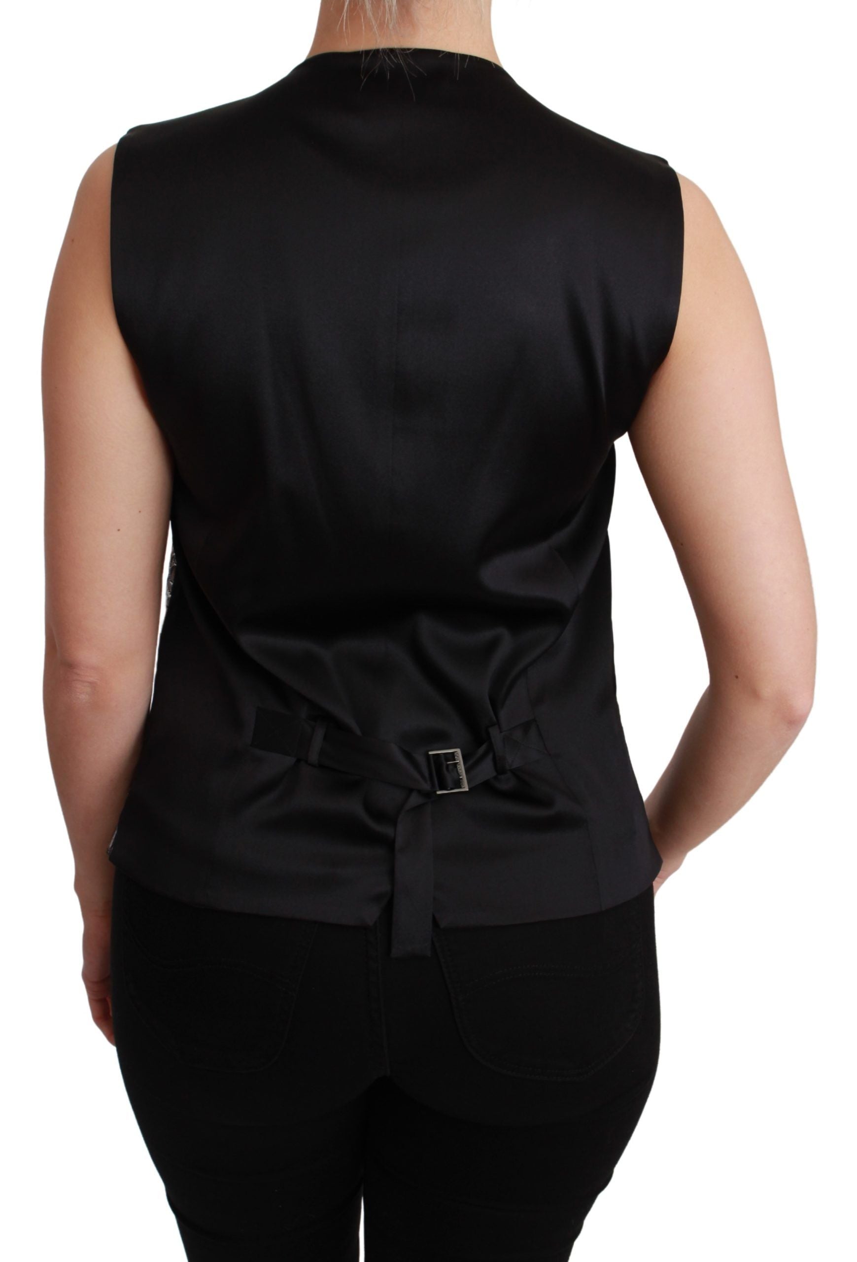 Zilveren brokaat mouwloze metallic top