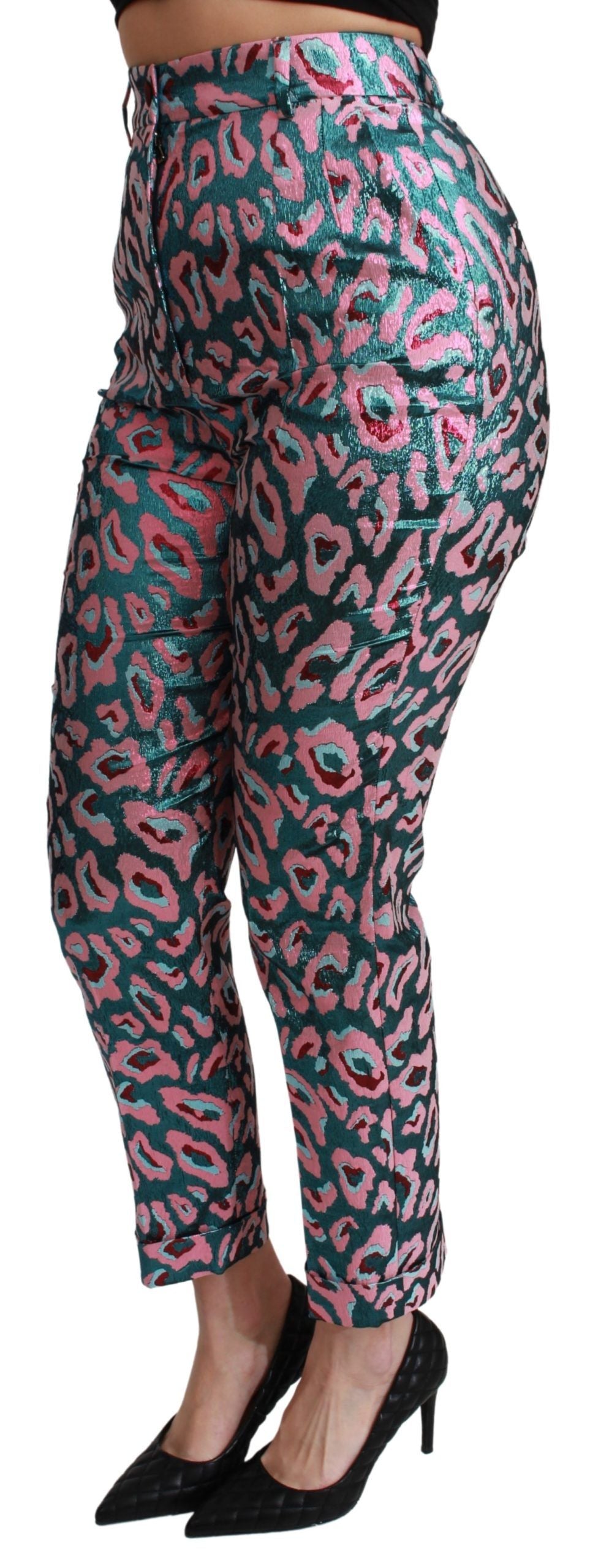 Veelkleurige cropped broek met hoge taille en patroon