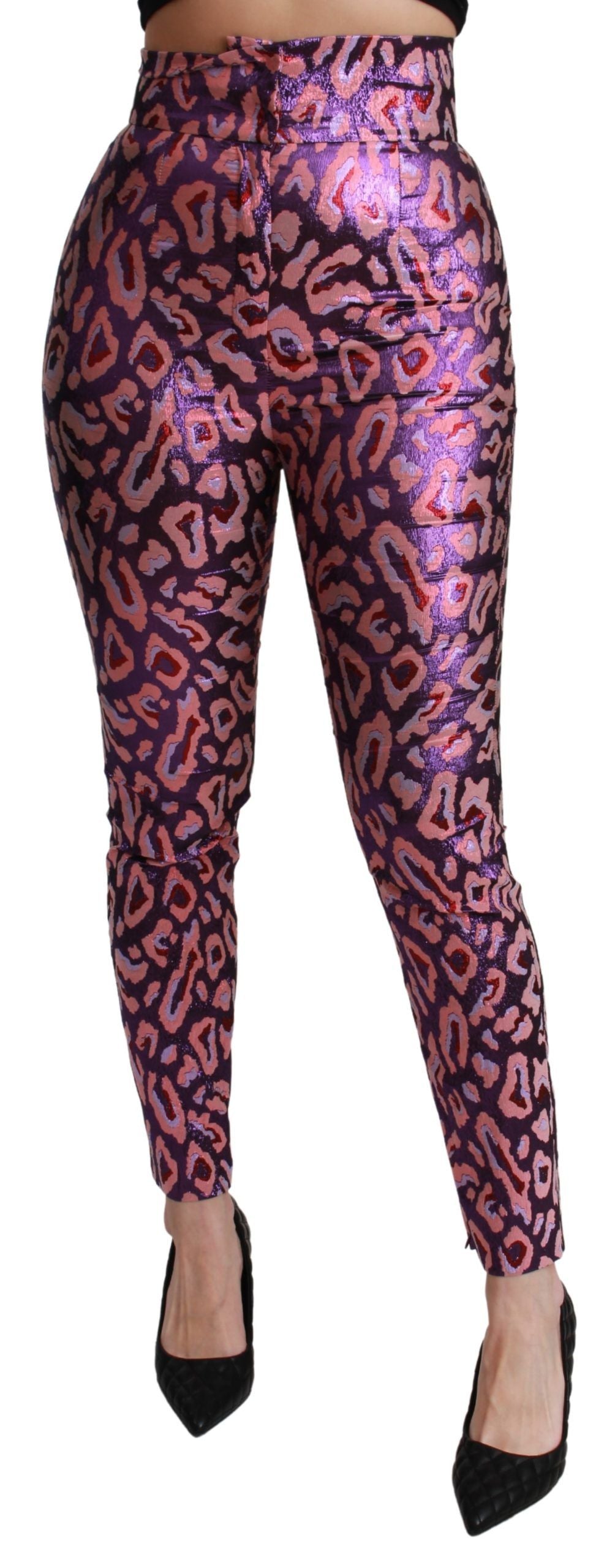 Veelkleurige cropped broek met hoge taille en patroon