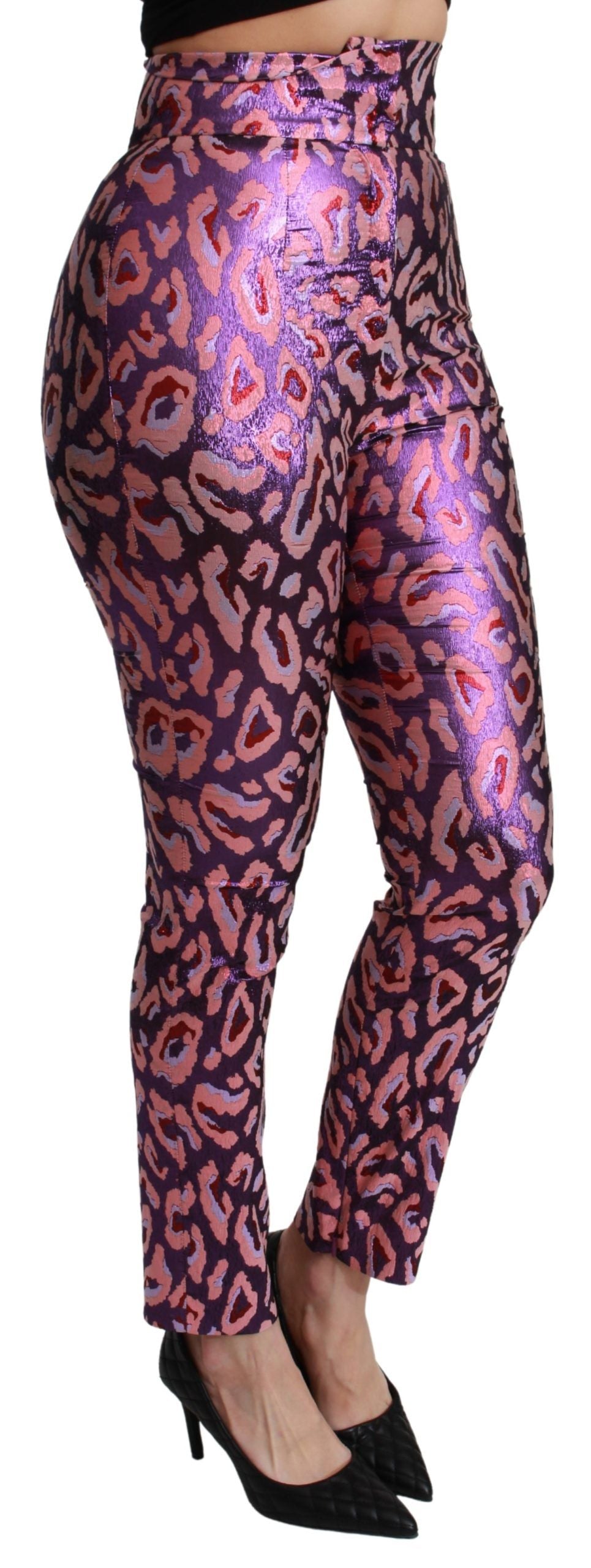 Veelkleurige cropped broek met hoge taille en patroon