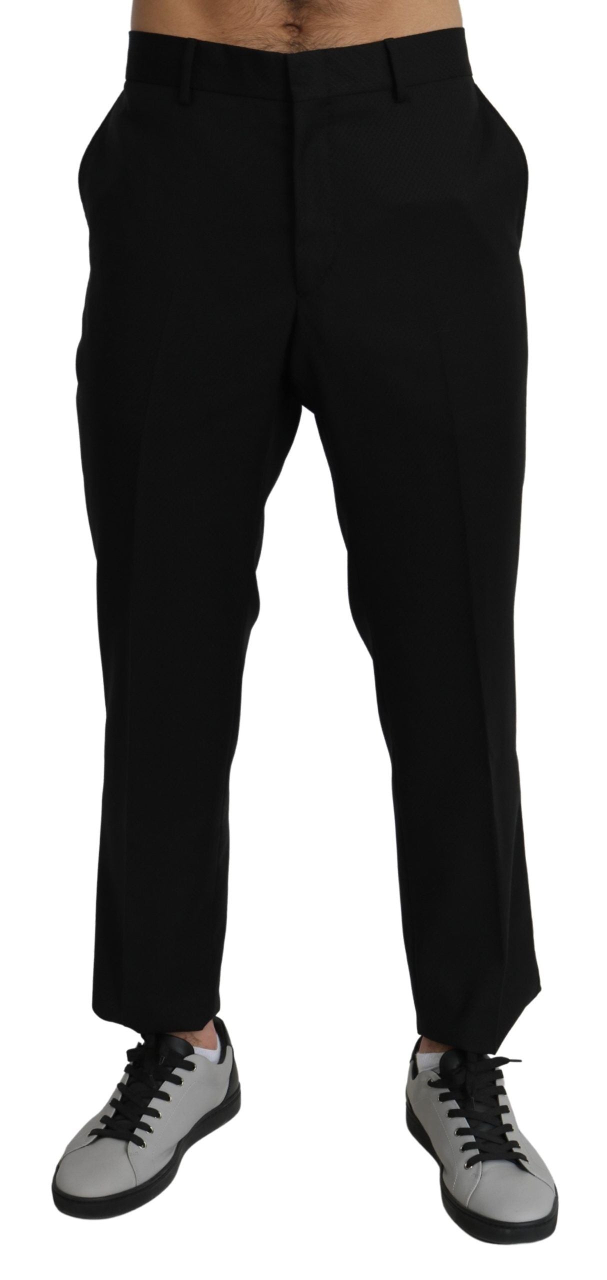 Zwarte katoenen wollen formele broek