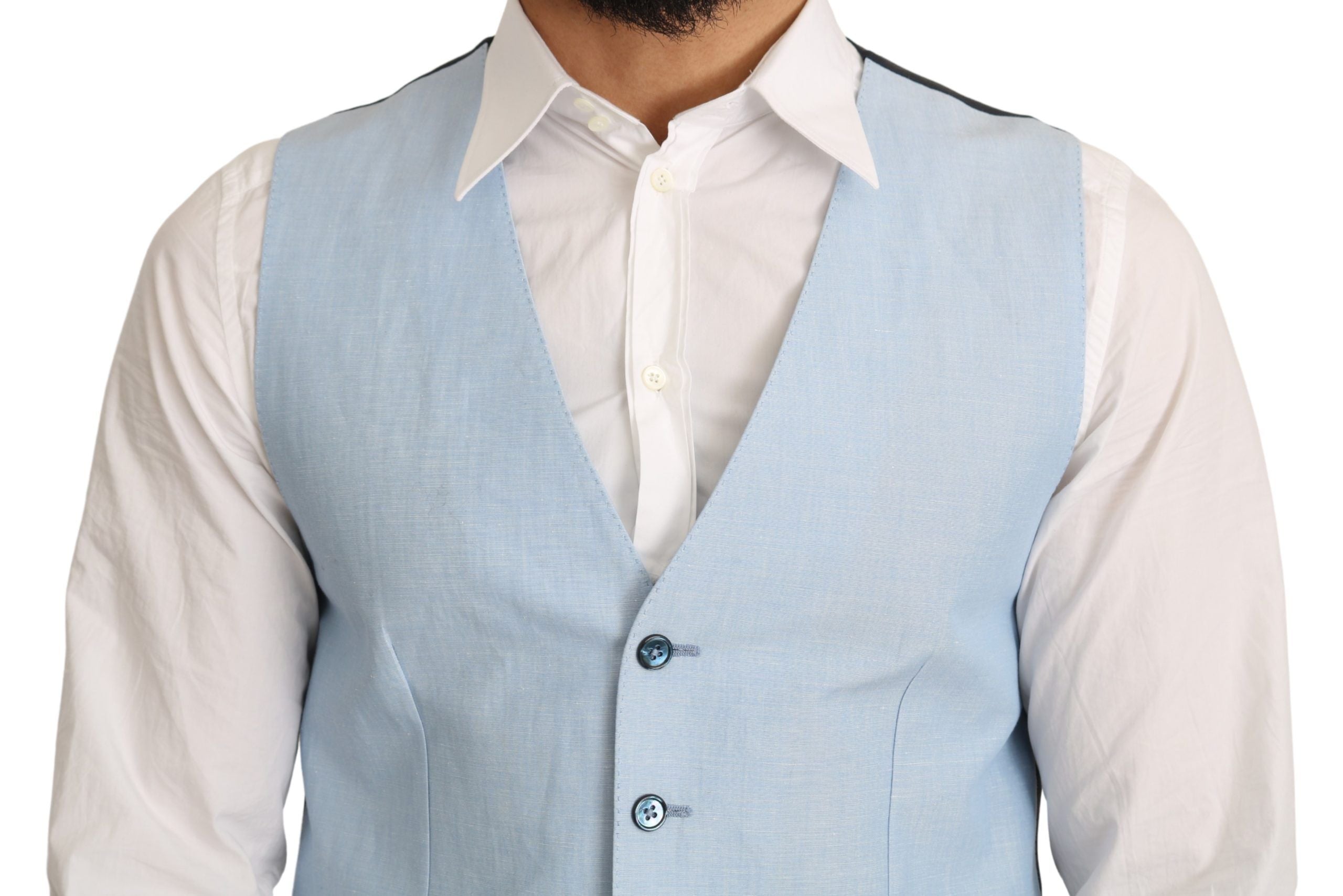 Blauwe viscose stretch formele jas vest