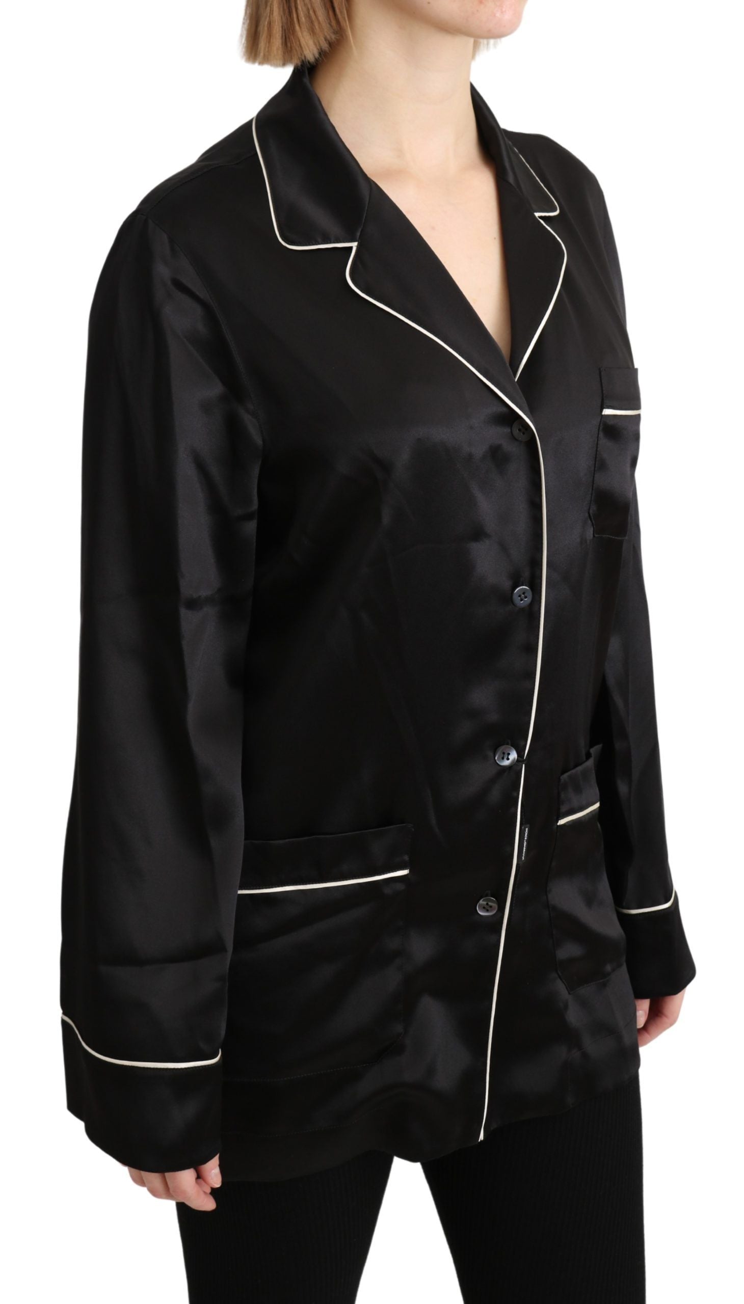 Zwarte blouse met zijden stretch top