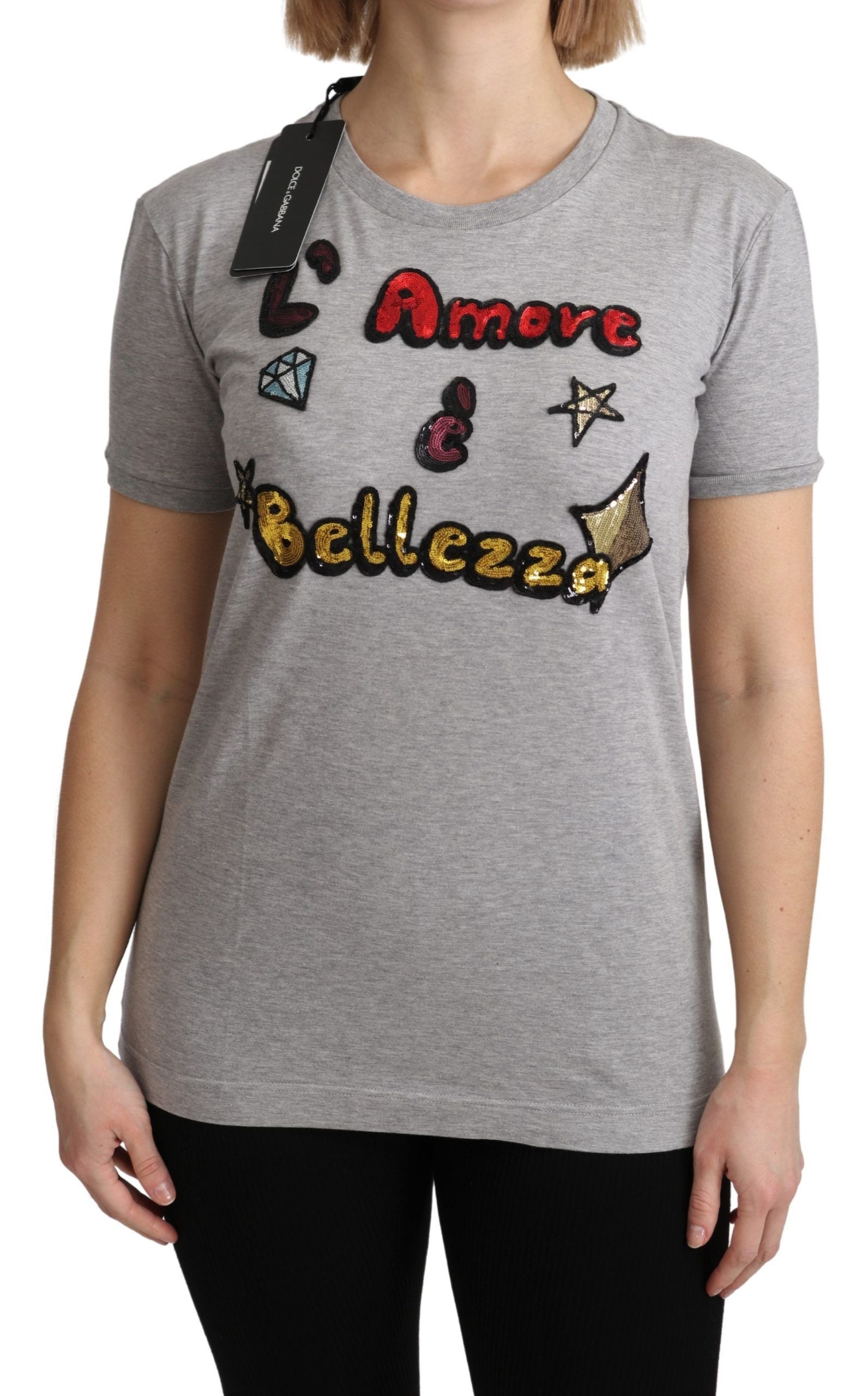 Grijs katoenen Amore e Bellezza top-T-shirt