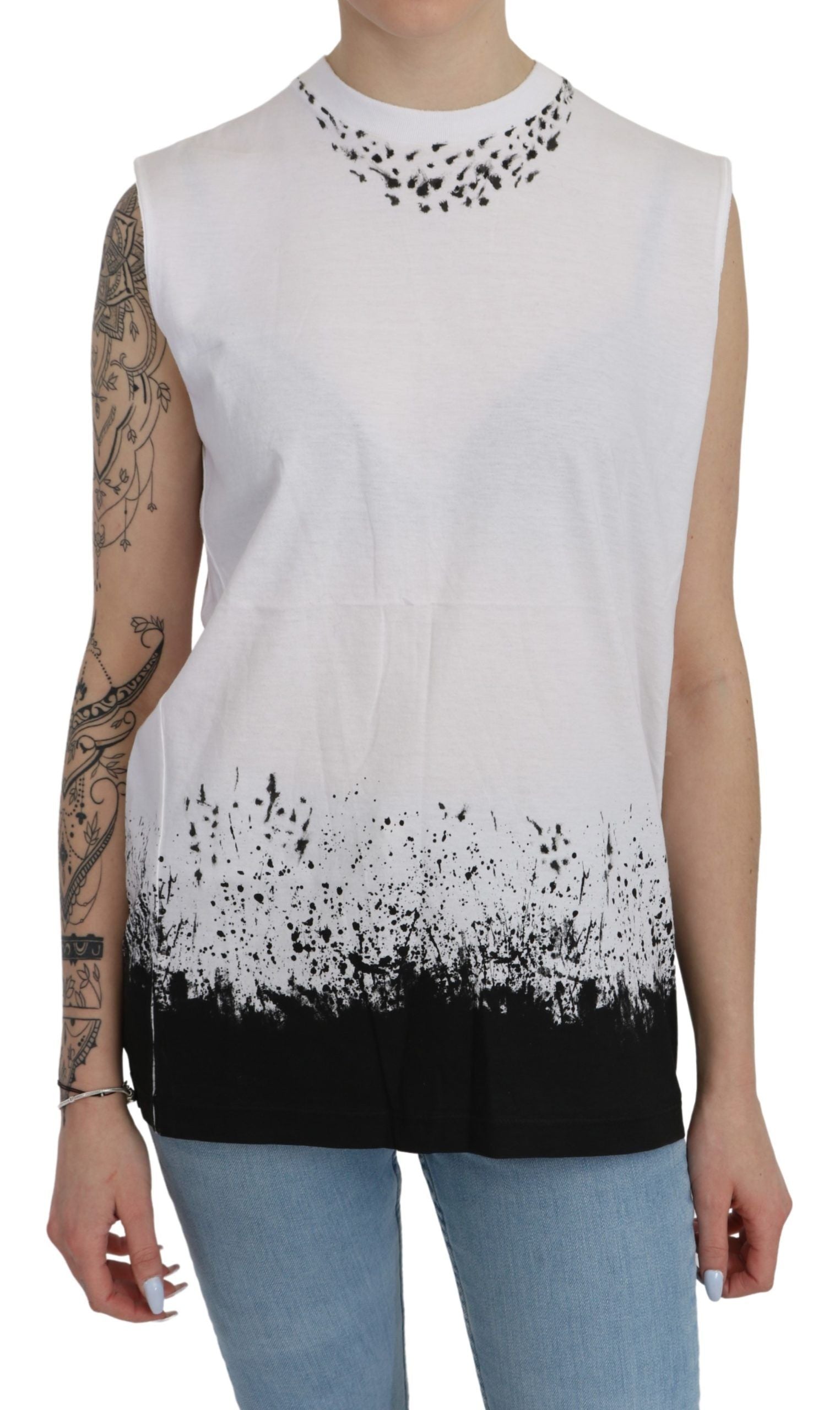 Wit mouwloos T-shirt tanktop van katoen