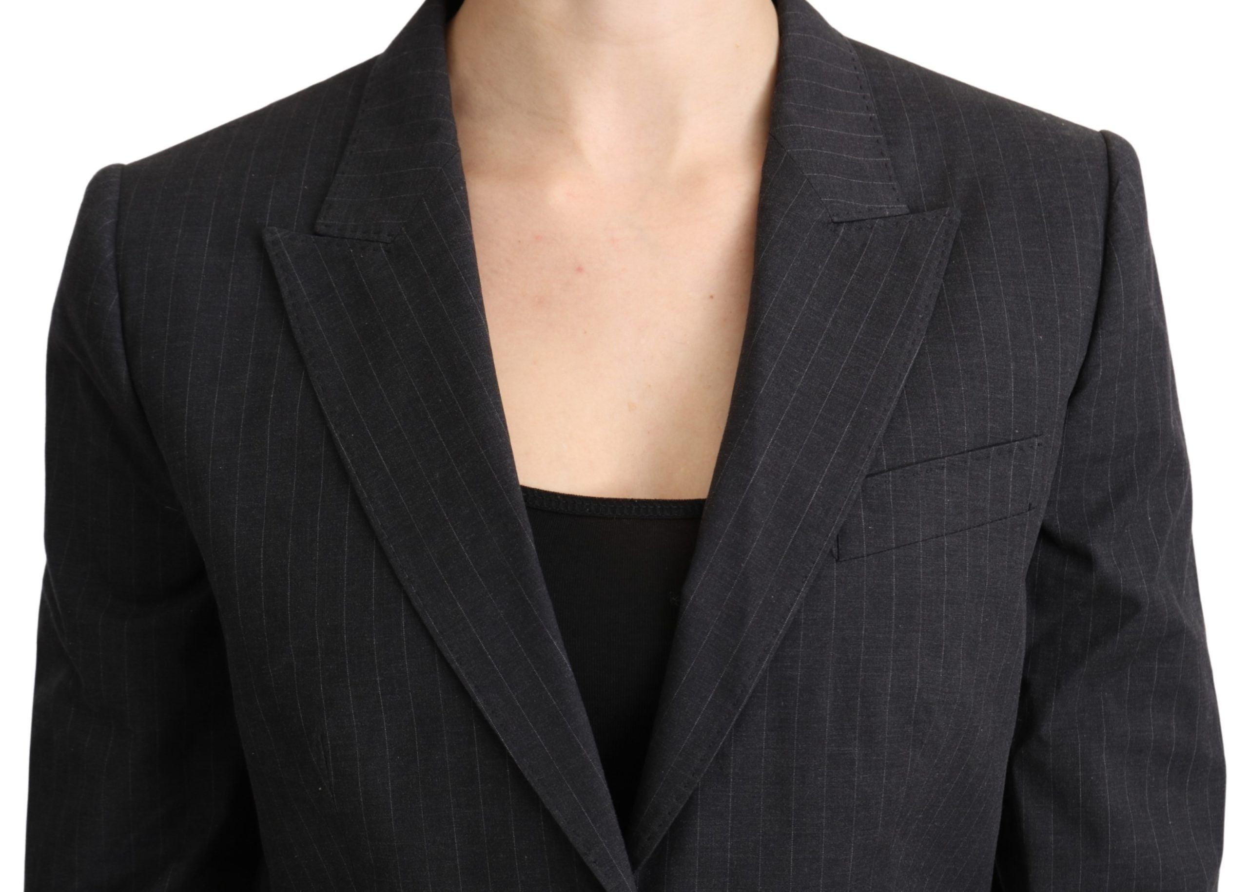 Grijze enkelrijs blazer katoenen jas