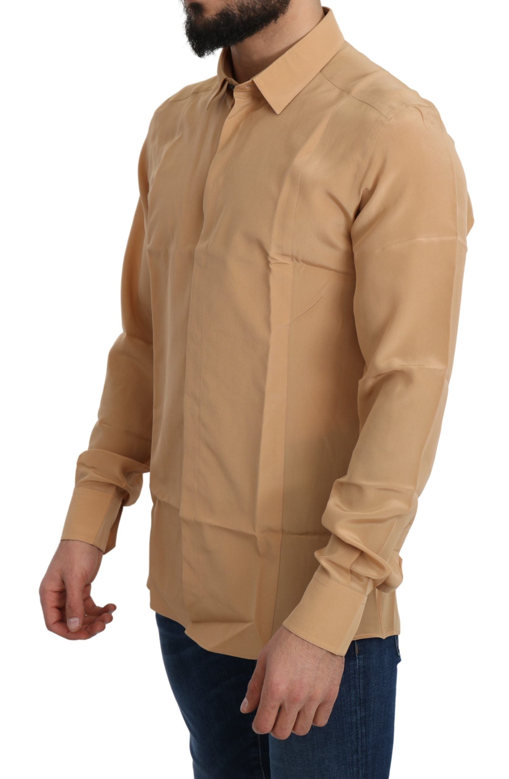 Geel 100% zijden GOUD Top Slim Shirt