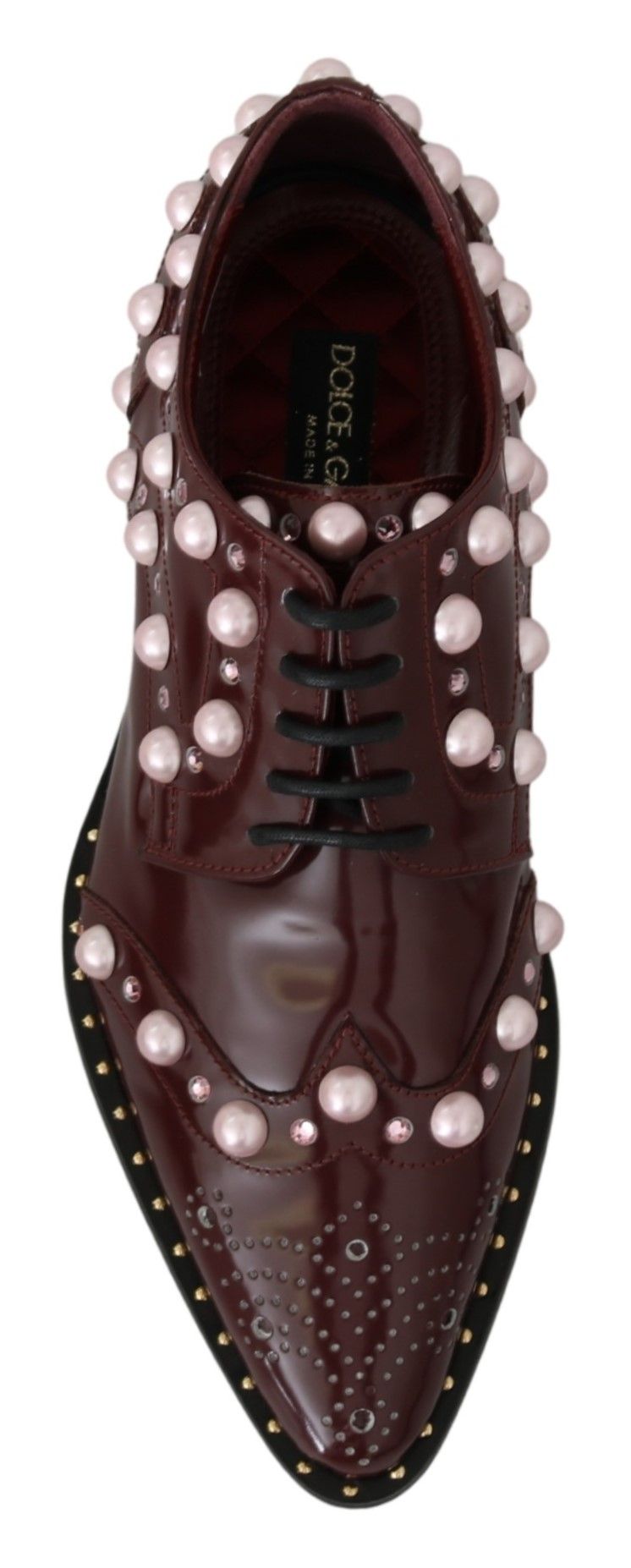 Bordeaux leren kristalparels formele schoenen