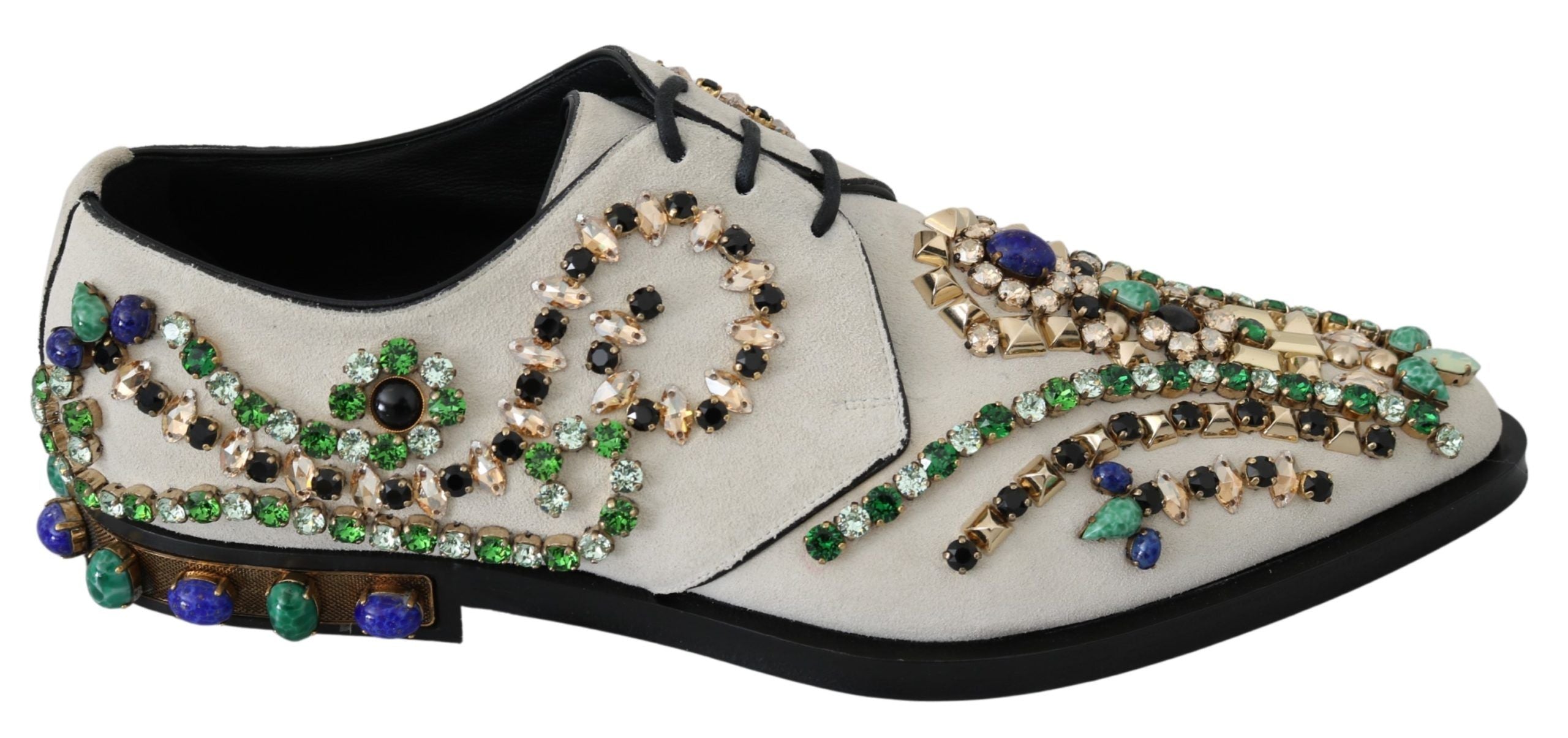 Witte suède kristaljurk broque schoenen