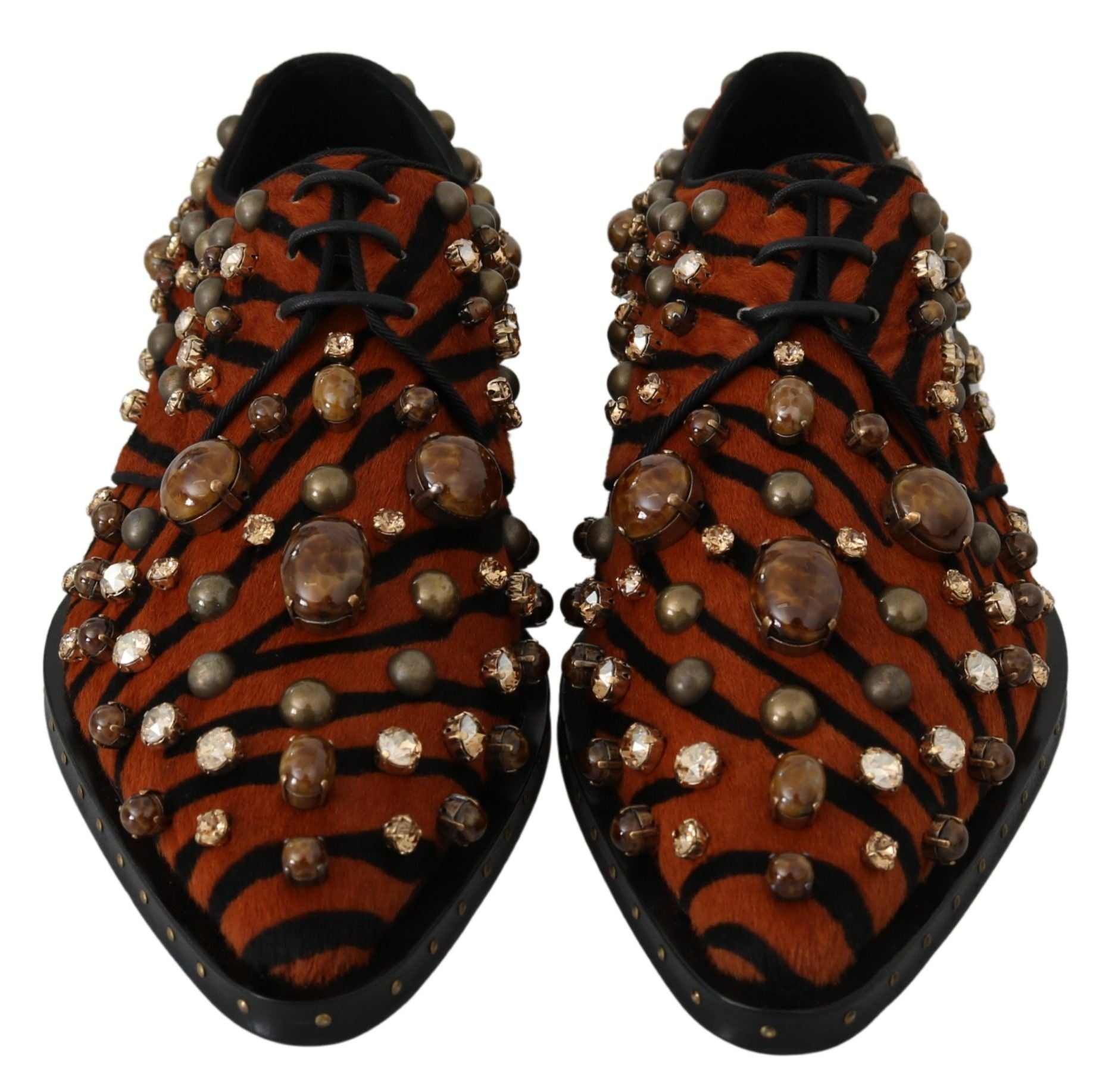 Oranje ponyhaar kristal jurk broque schoenen