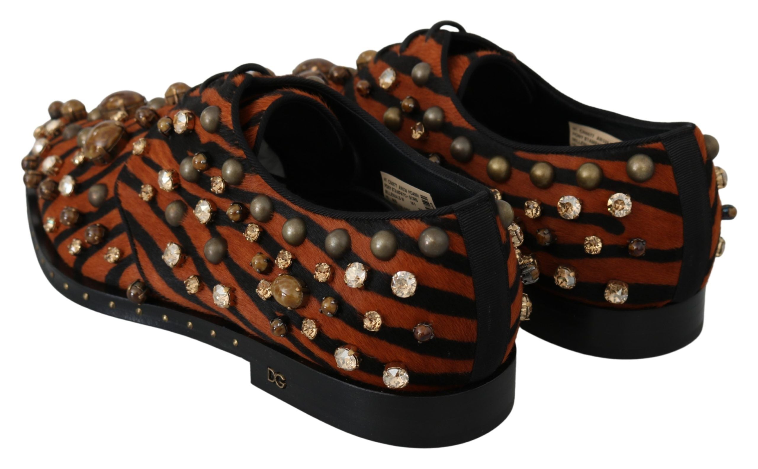 Oranje ponyhaar kristal jurk broque schoenen