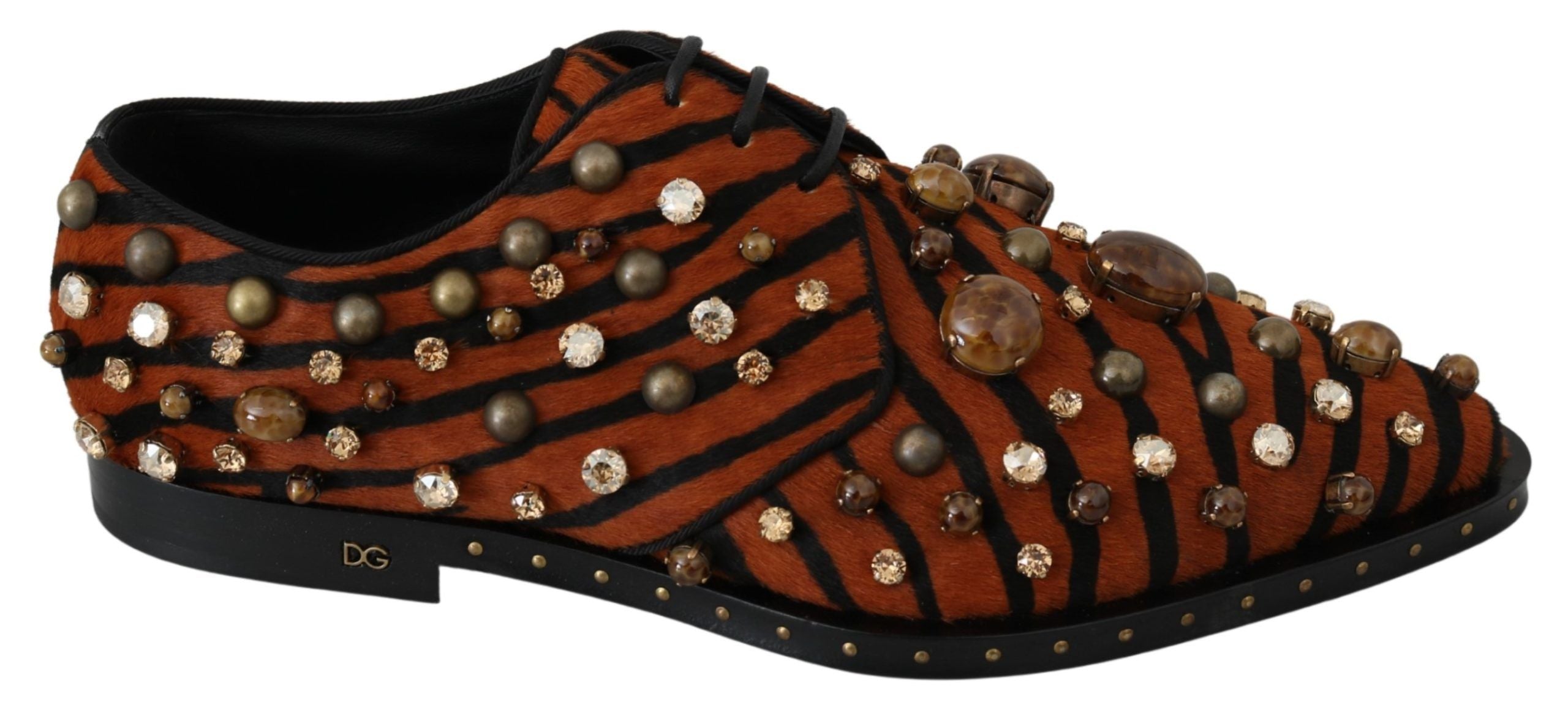 Oranje ponyhaar kristal jurk broque schoenen