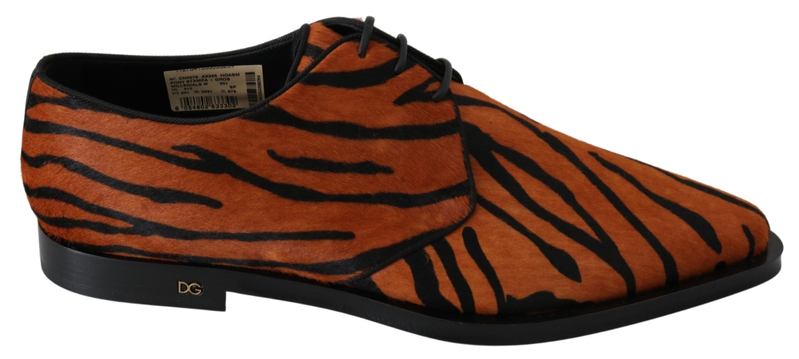 Oranje ponyhaar formele jurk broque schoenen