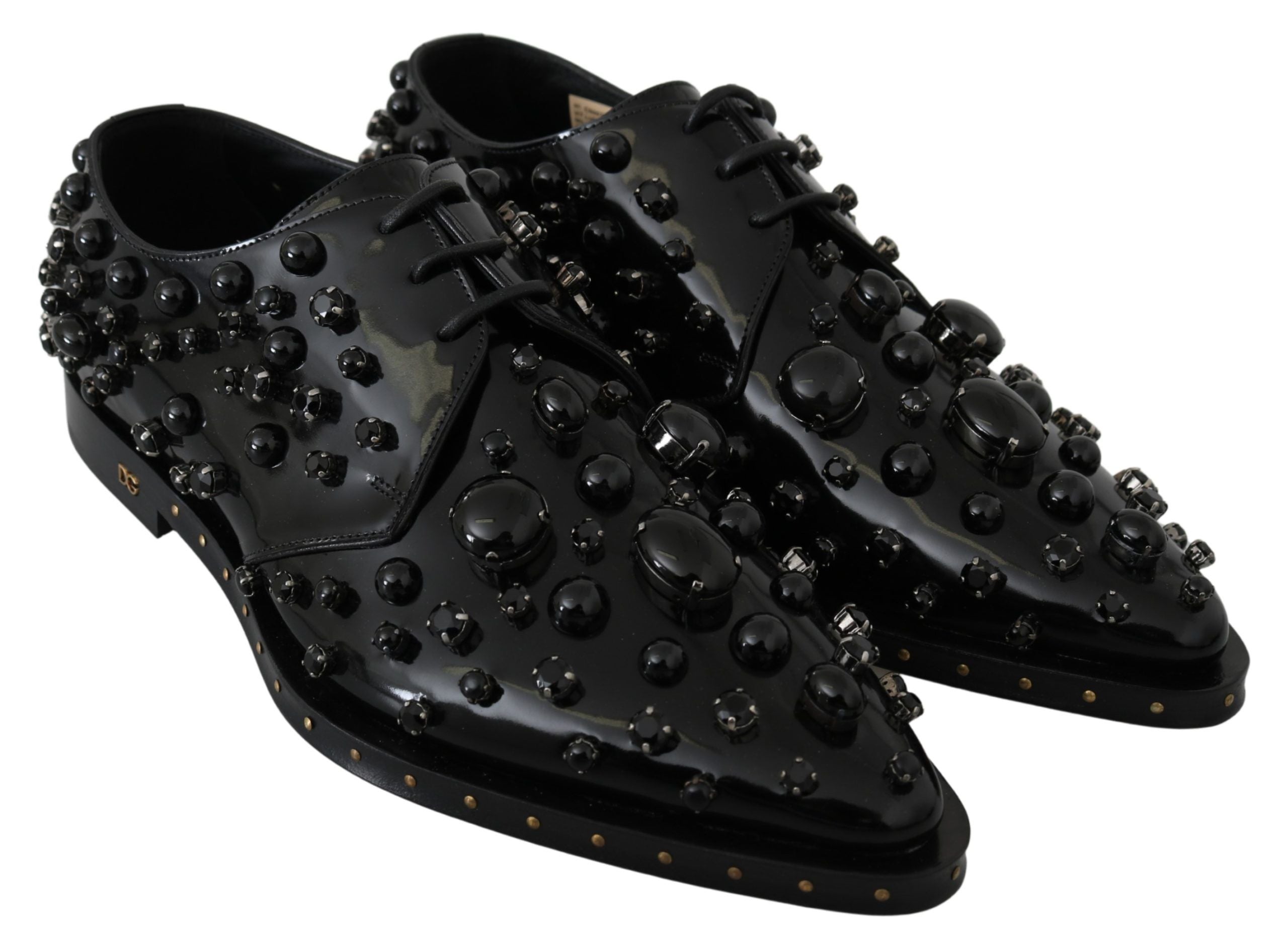 Zwarte leren broque schoenen met kristallen