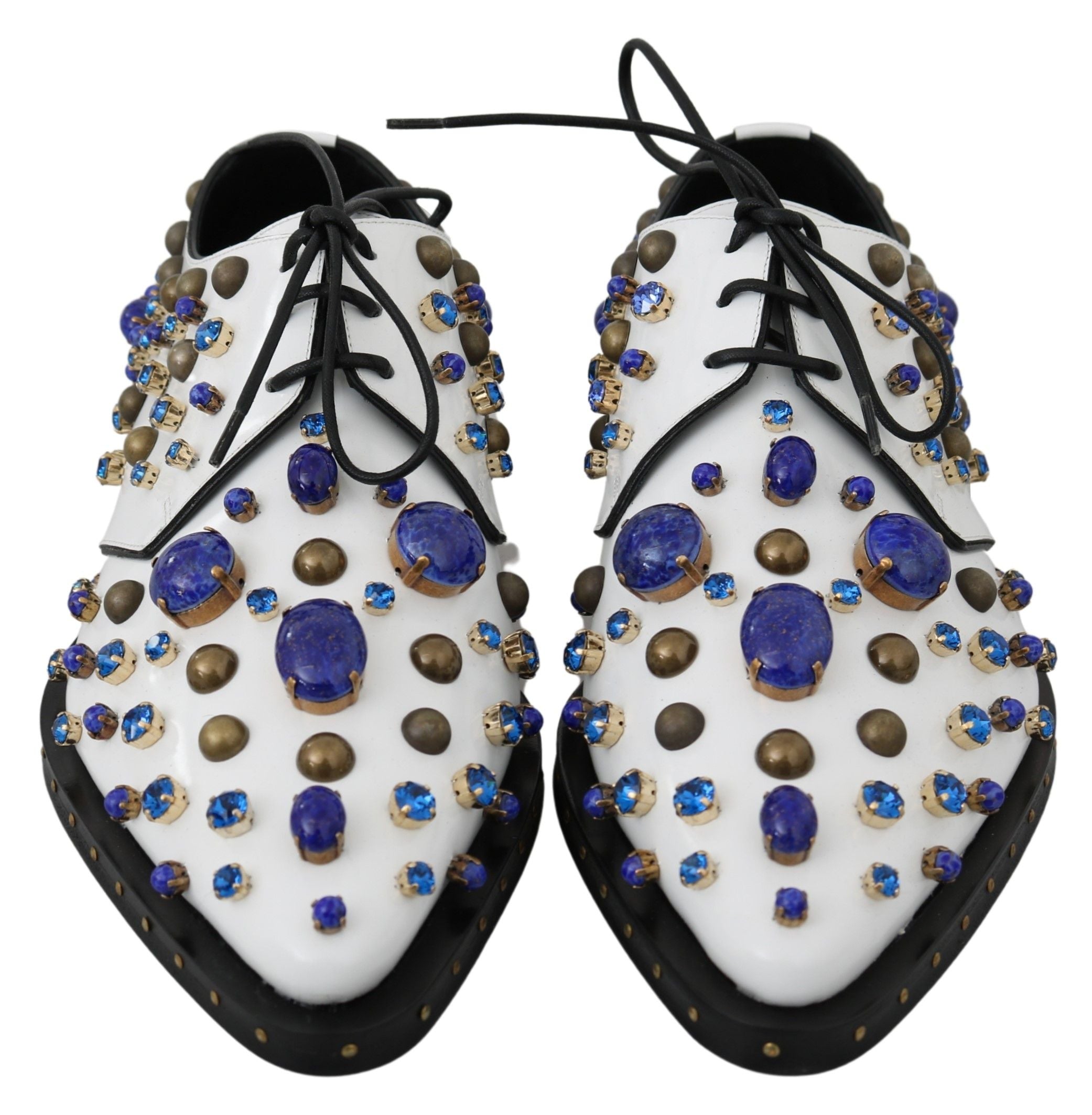 Witte leren broque schoenen met kristallen