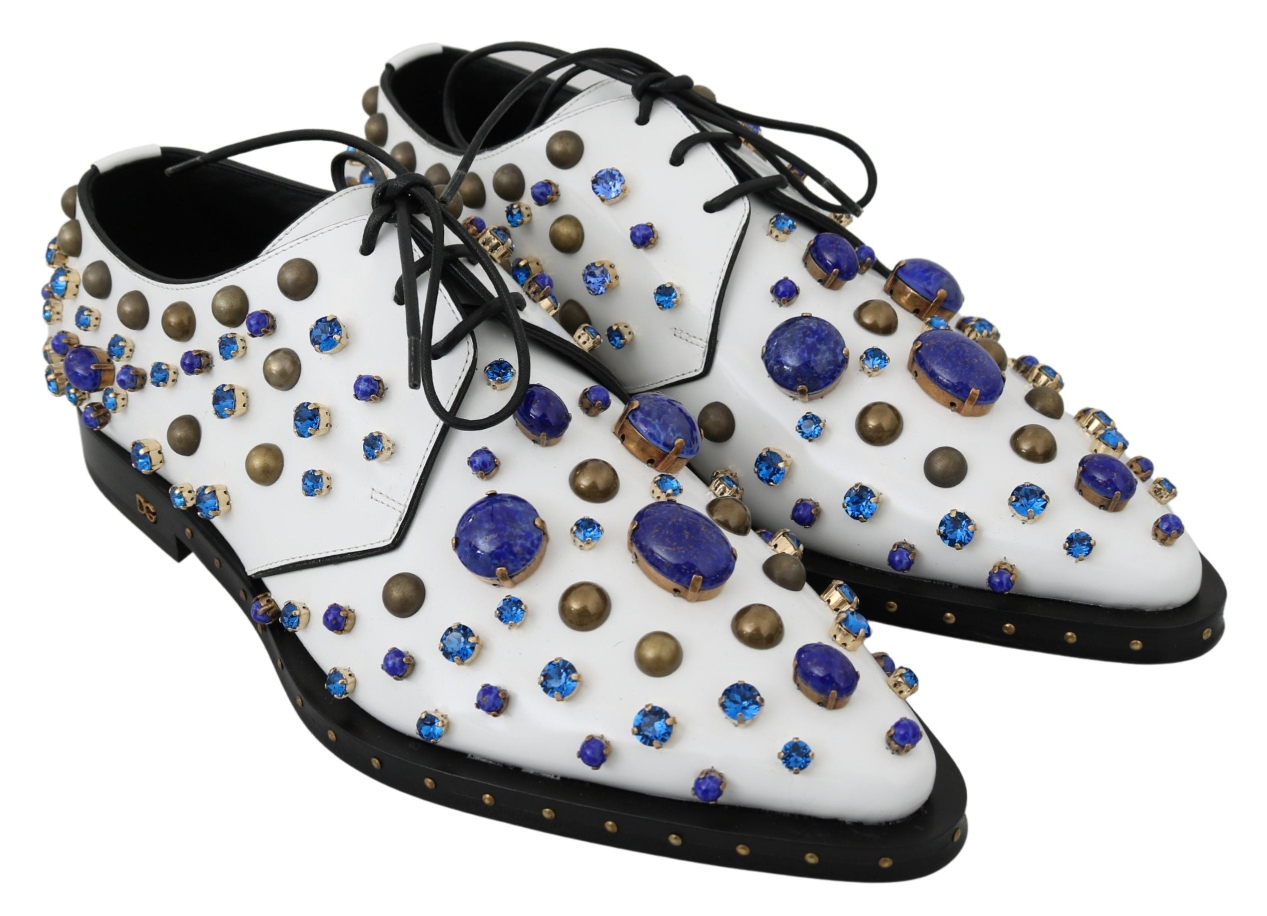 Witte leren broque schoenen met kristallen
