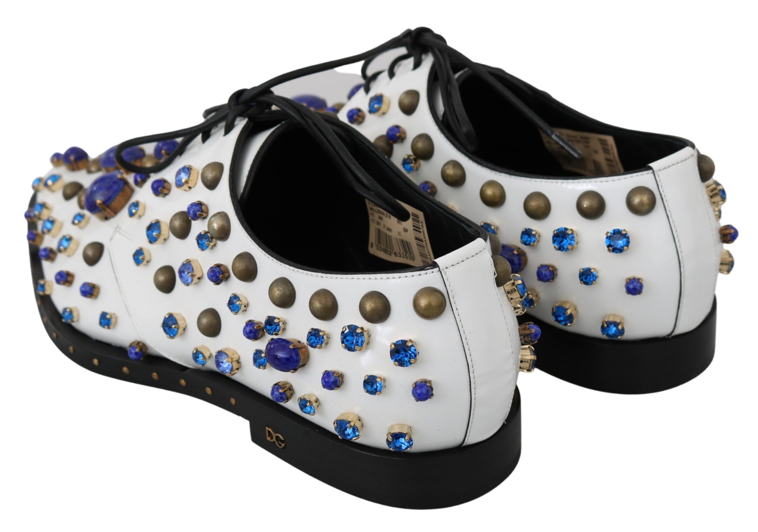 Witte leren broque schoenen met kristallen