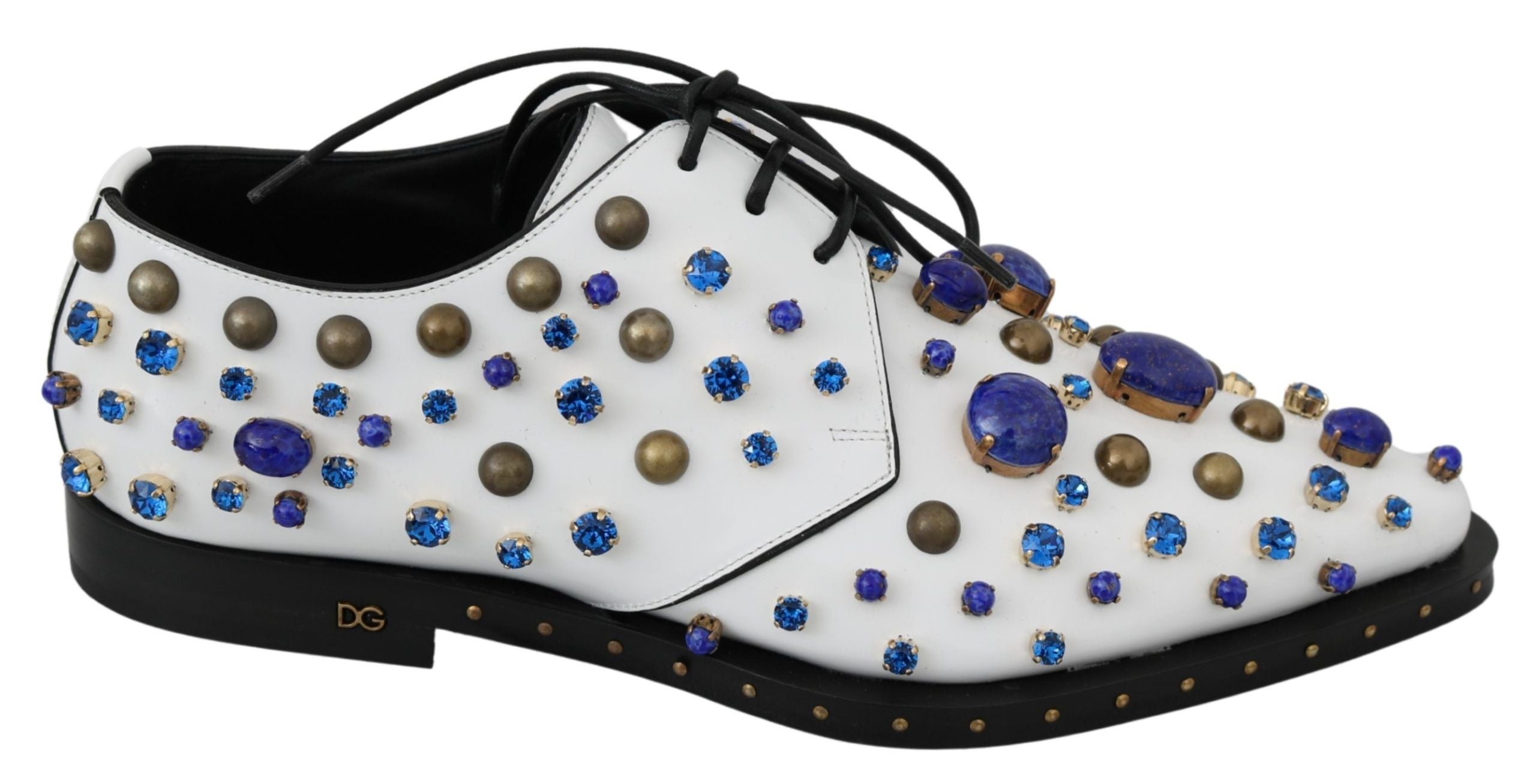 Witte leren broque schoenen met kristallen
