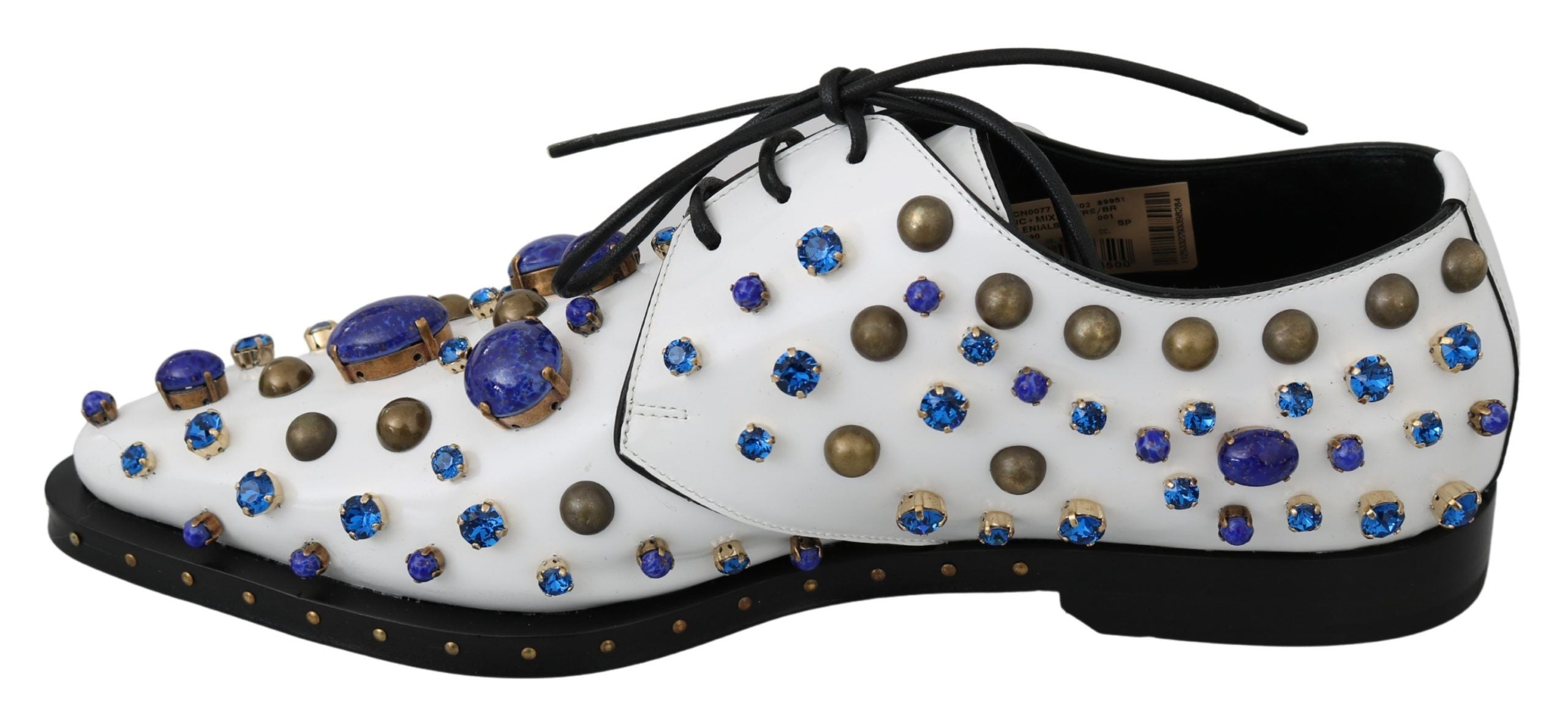 Witte leren broque schoenen met kristallen
