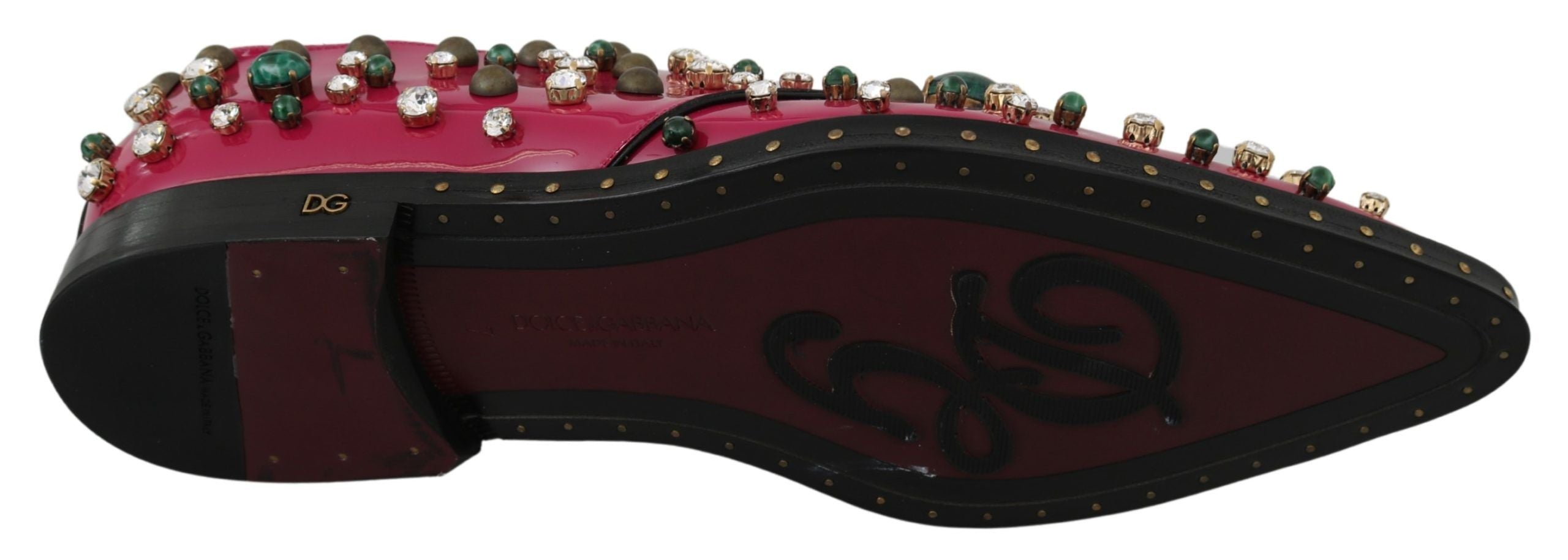 Roze leren kristallen jurk Broque schoenen