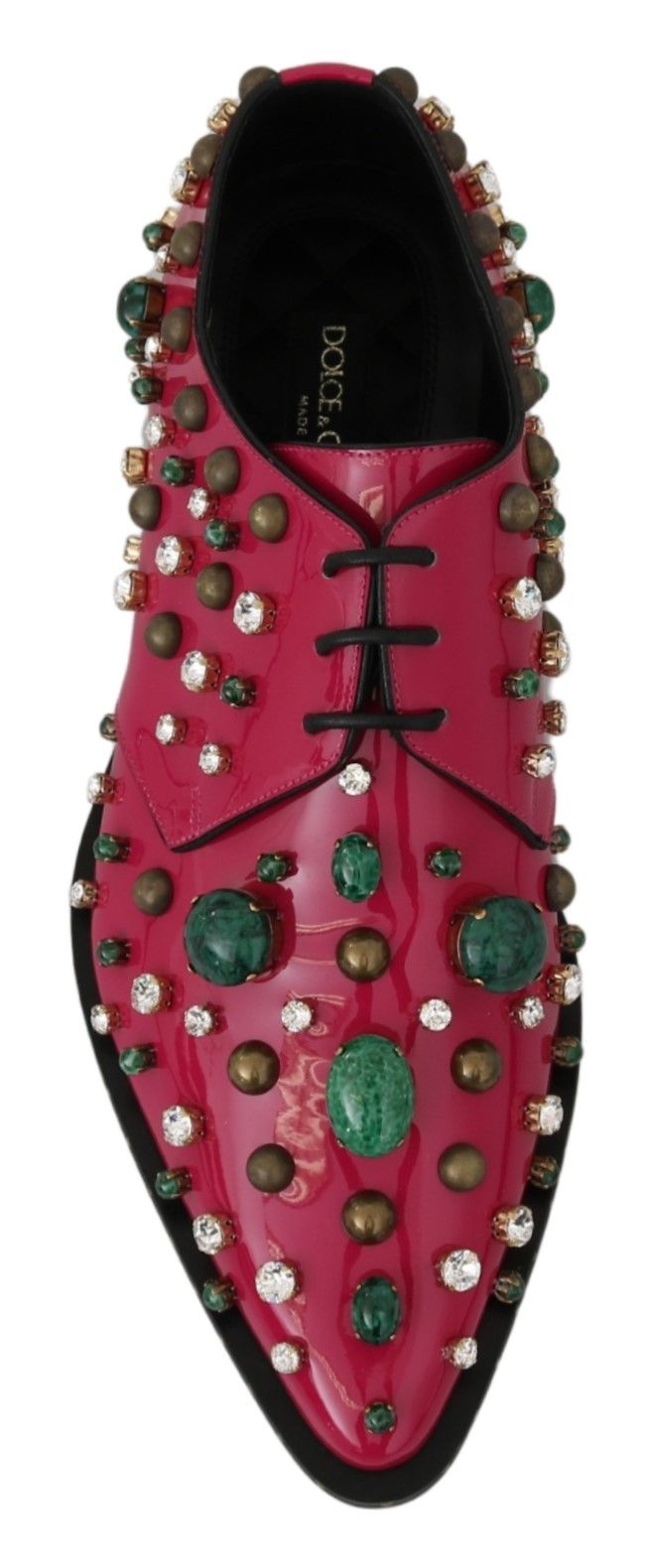 Roze leren kristallen jurk Broque schoenen