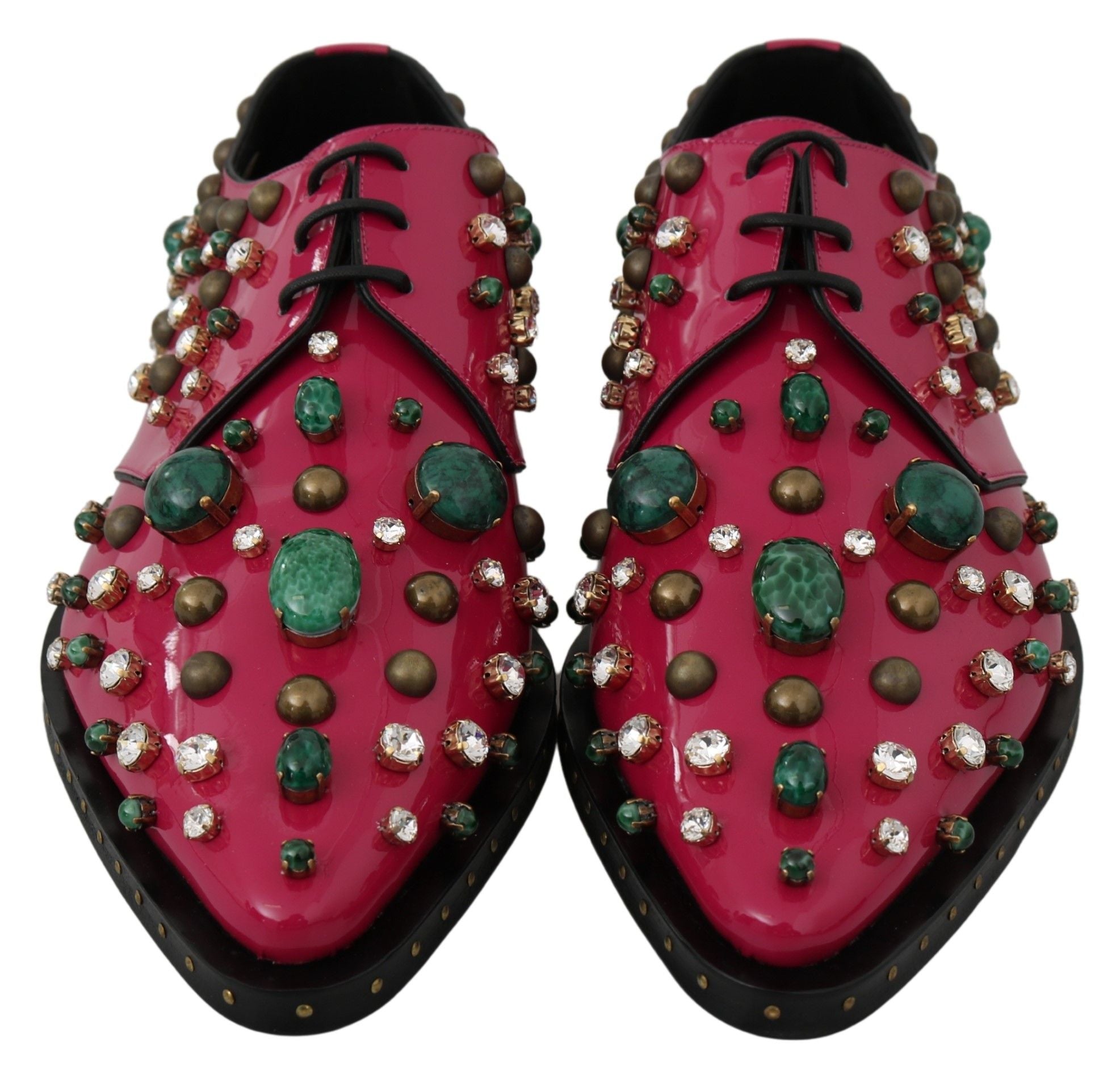 Roze leren kristallen jurk Broque schoenen