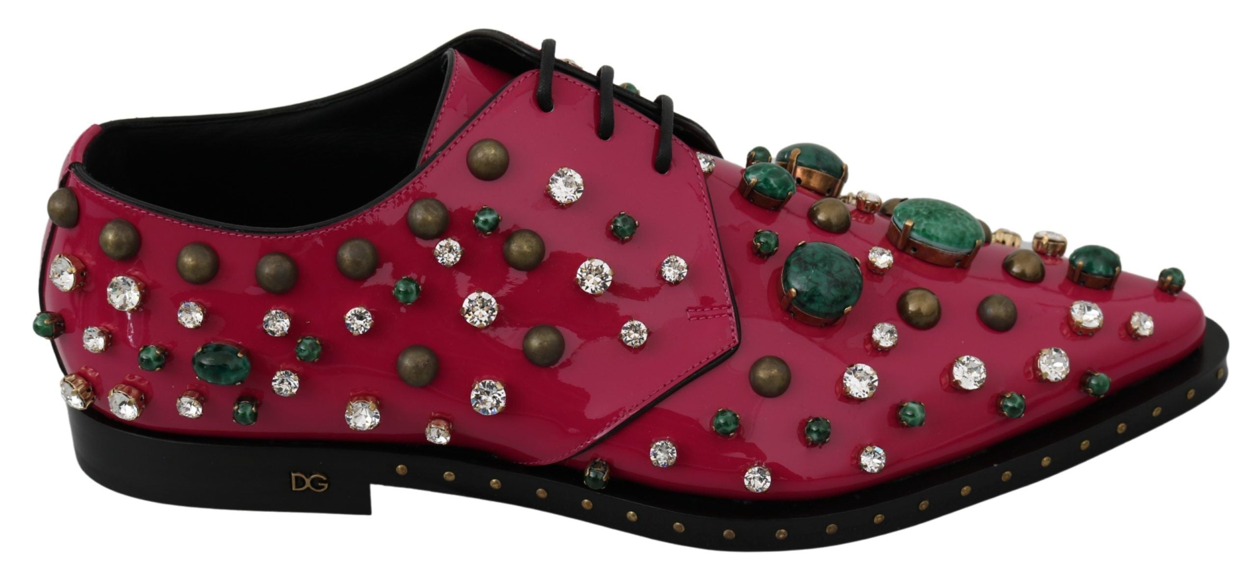 Roze leren kristallen jurk Broque schoenen