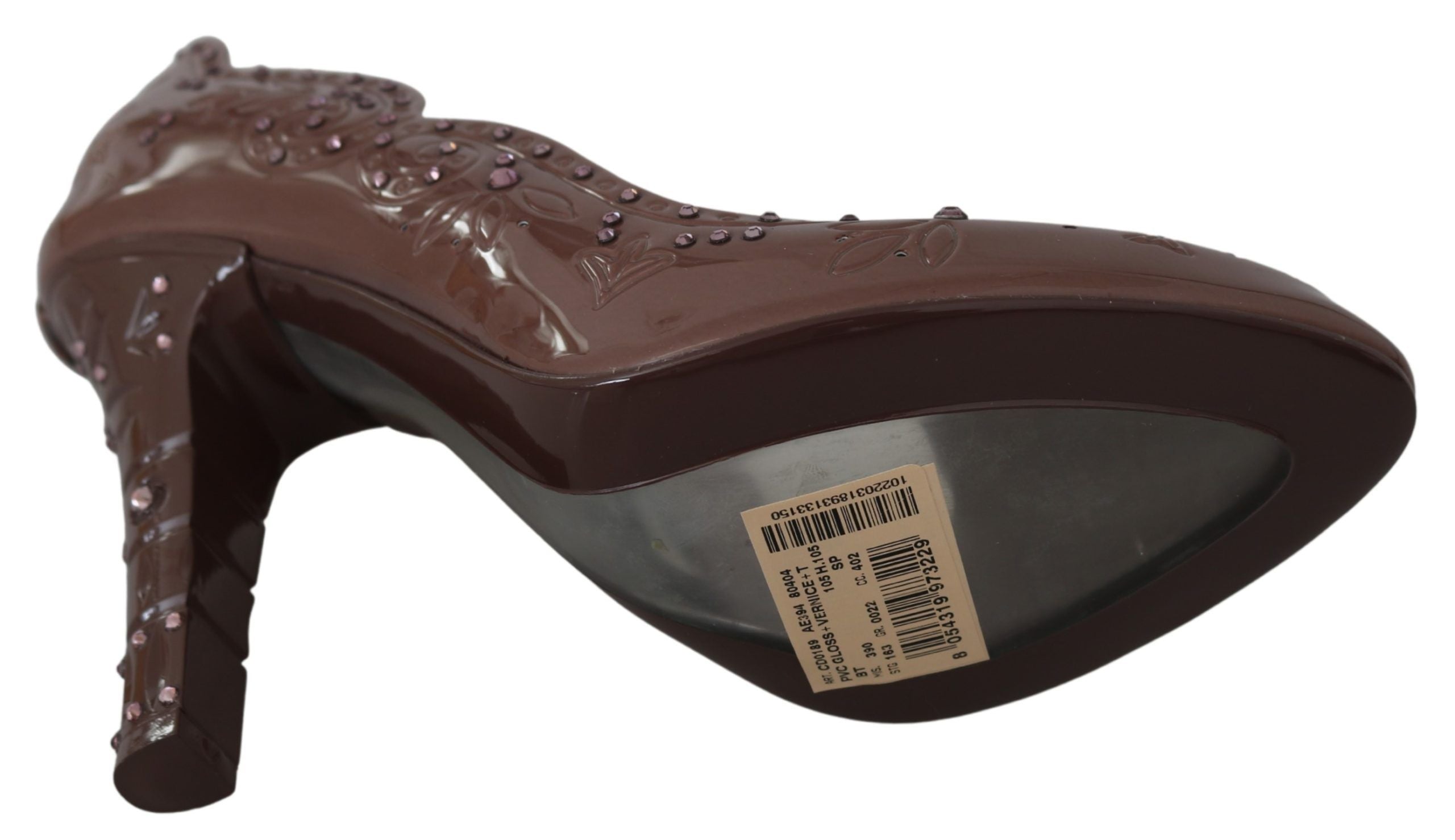 Bruine bloemenkristallen hakken CINDERELLA schoenen