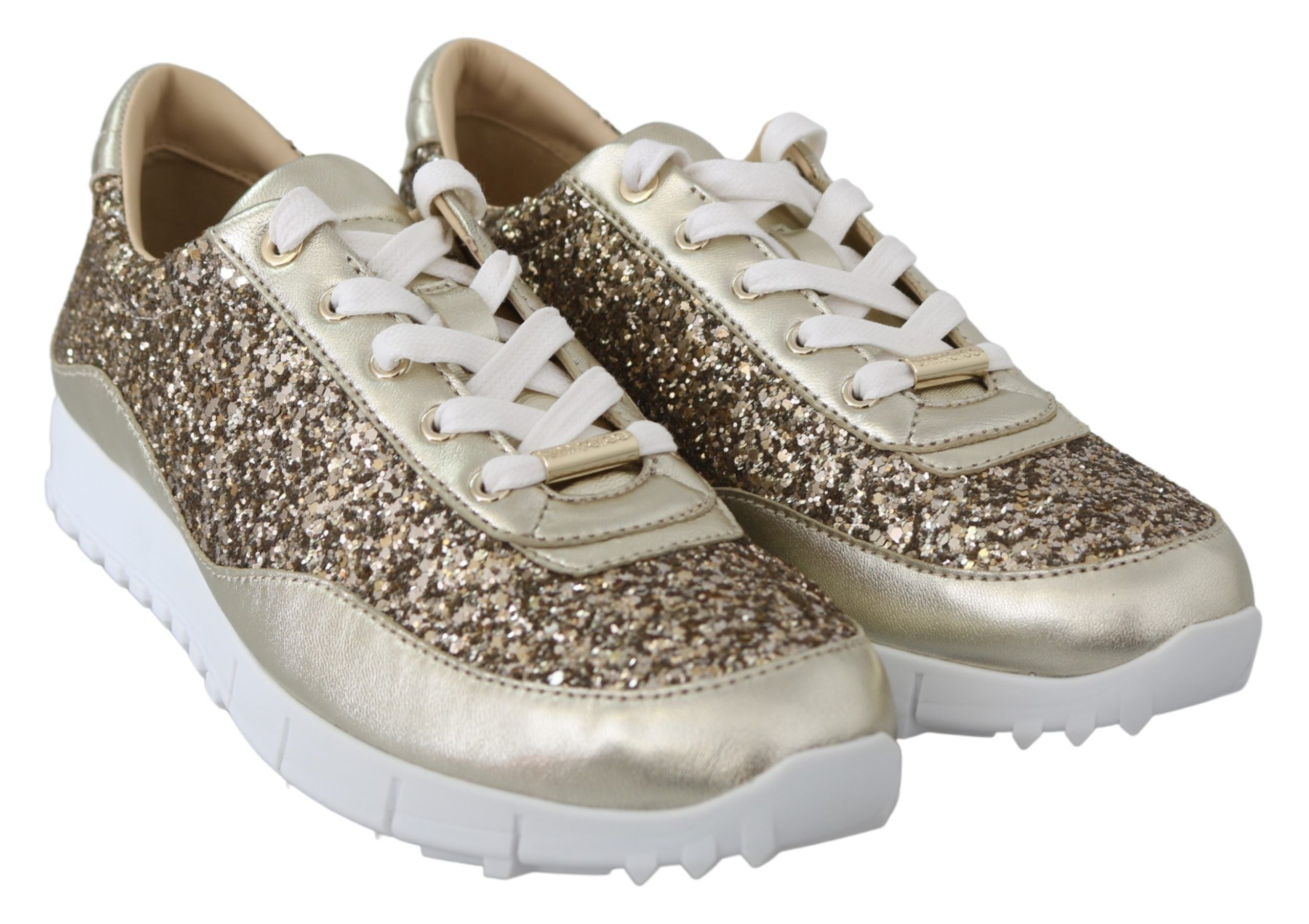 Antieke gouden glitter leren sneakers