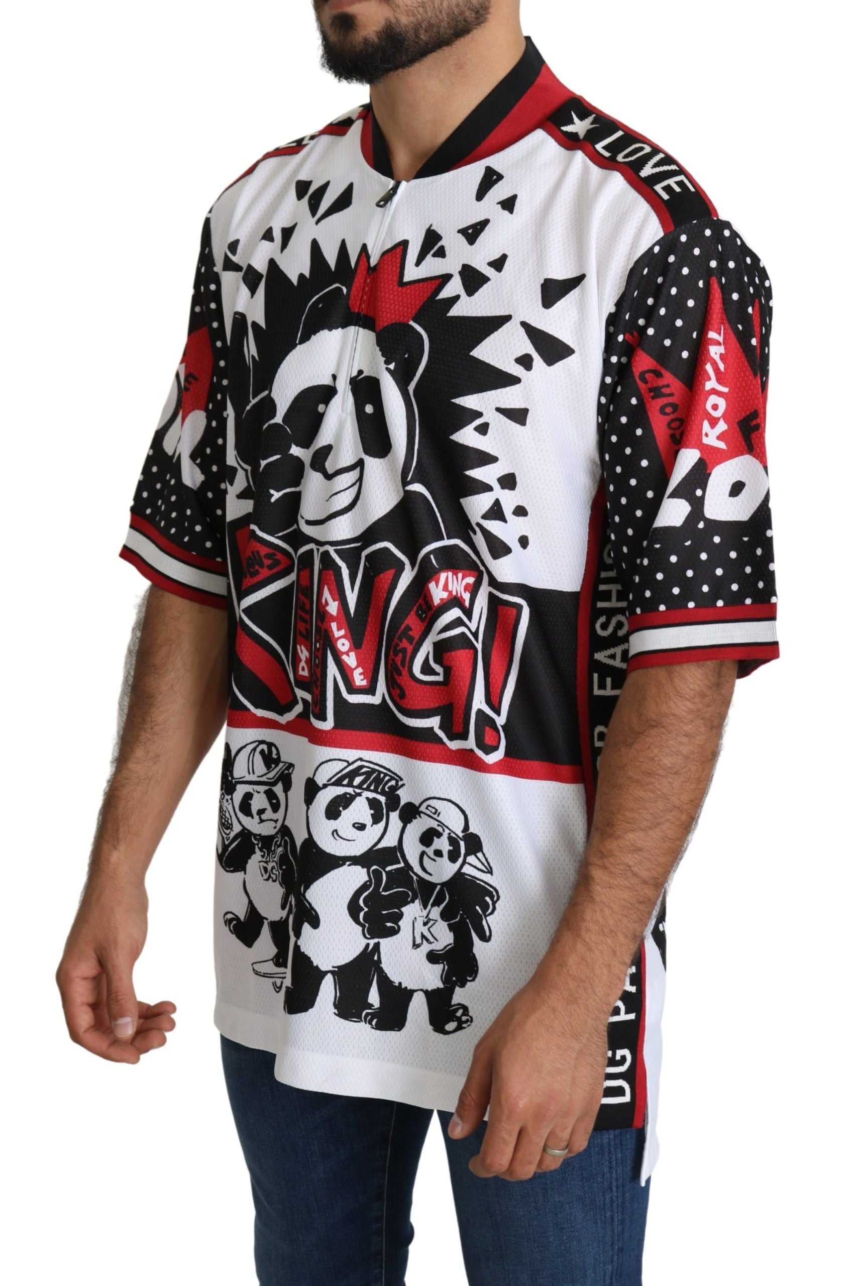 Wit King Panda Top Polyester Heren T-shirt