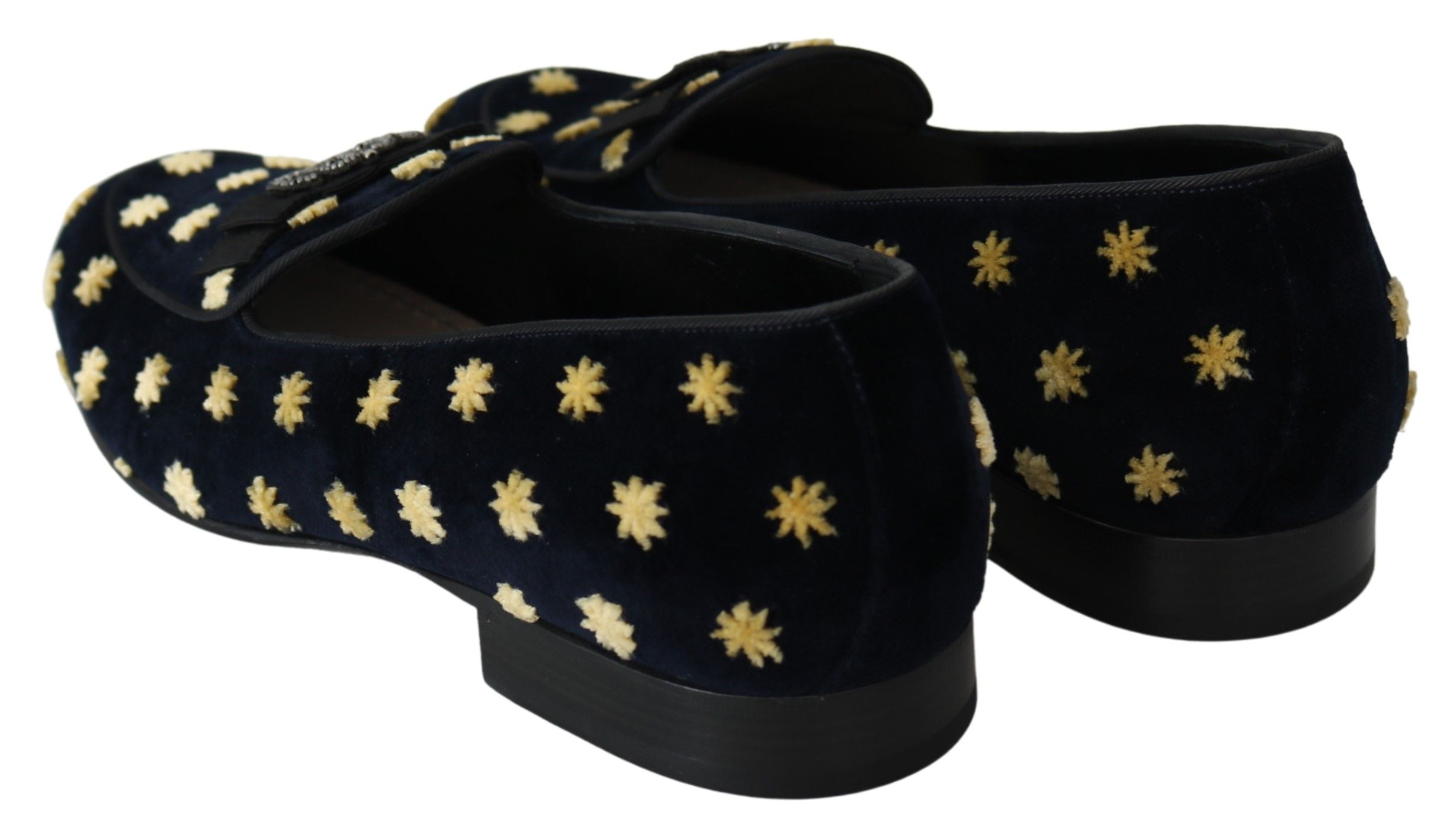 Blauwe fluwelen kroonpantoffels loafers schoenen