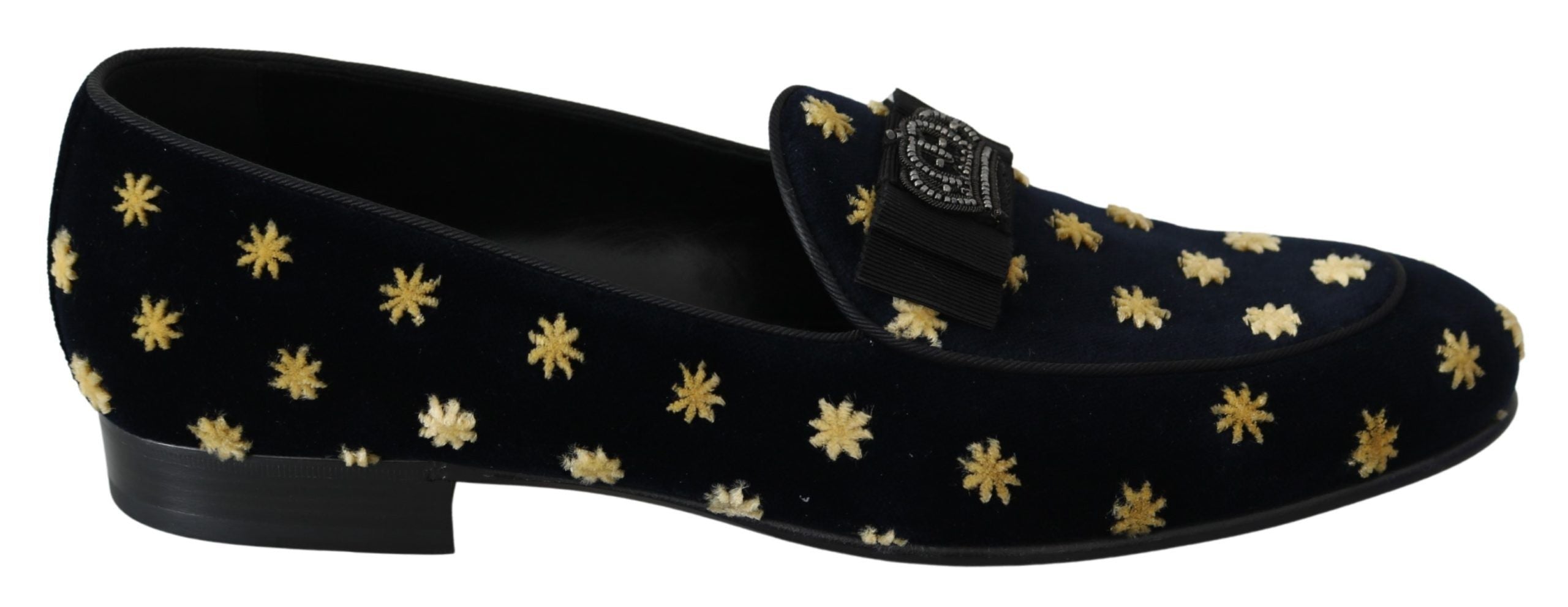 Blauwe fluwelen kroonpantoffels loafers schoenen