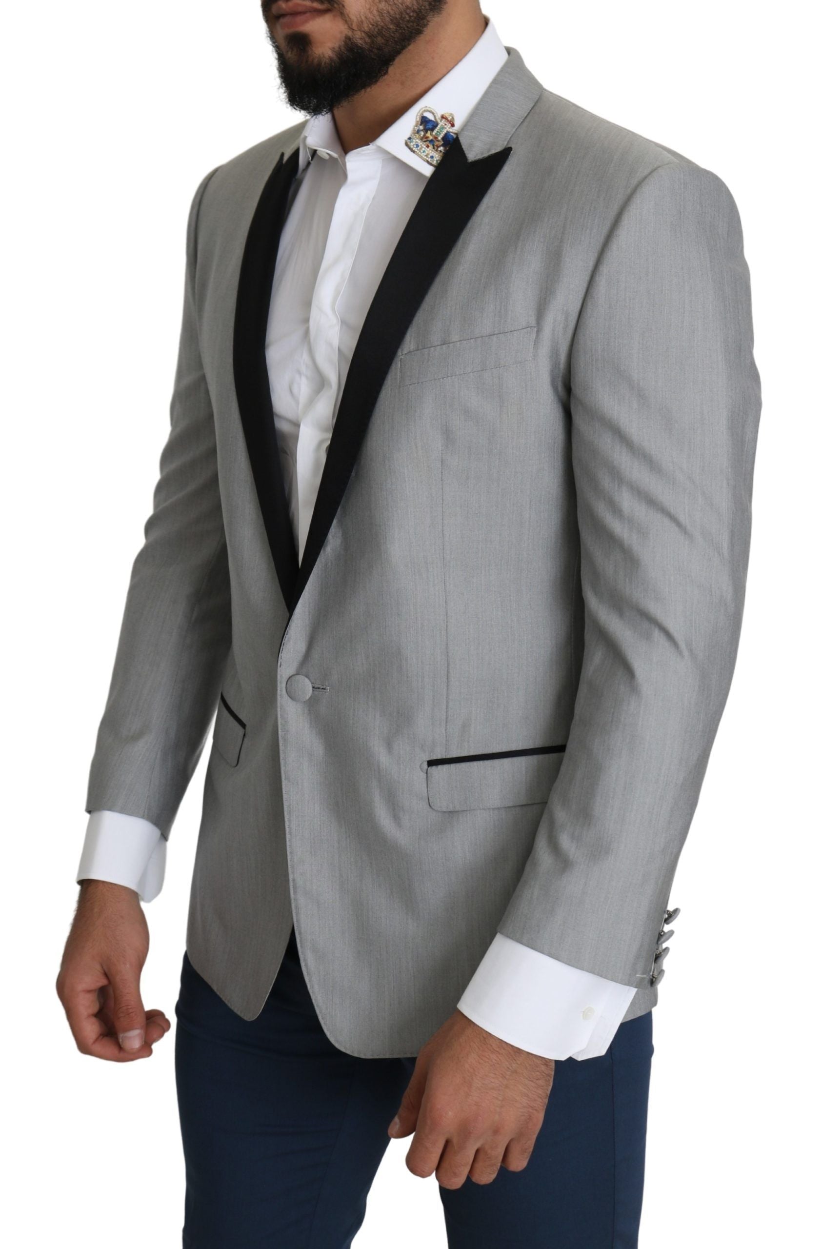 Lichtgrijze enkelrijs SARTORIA blazer