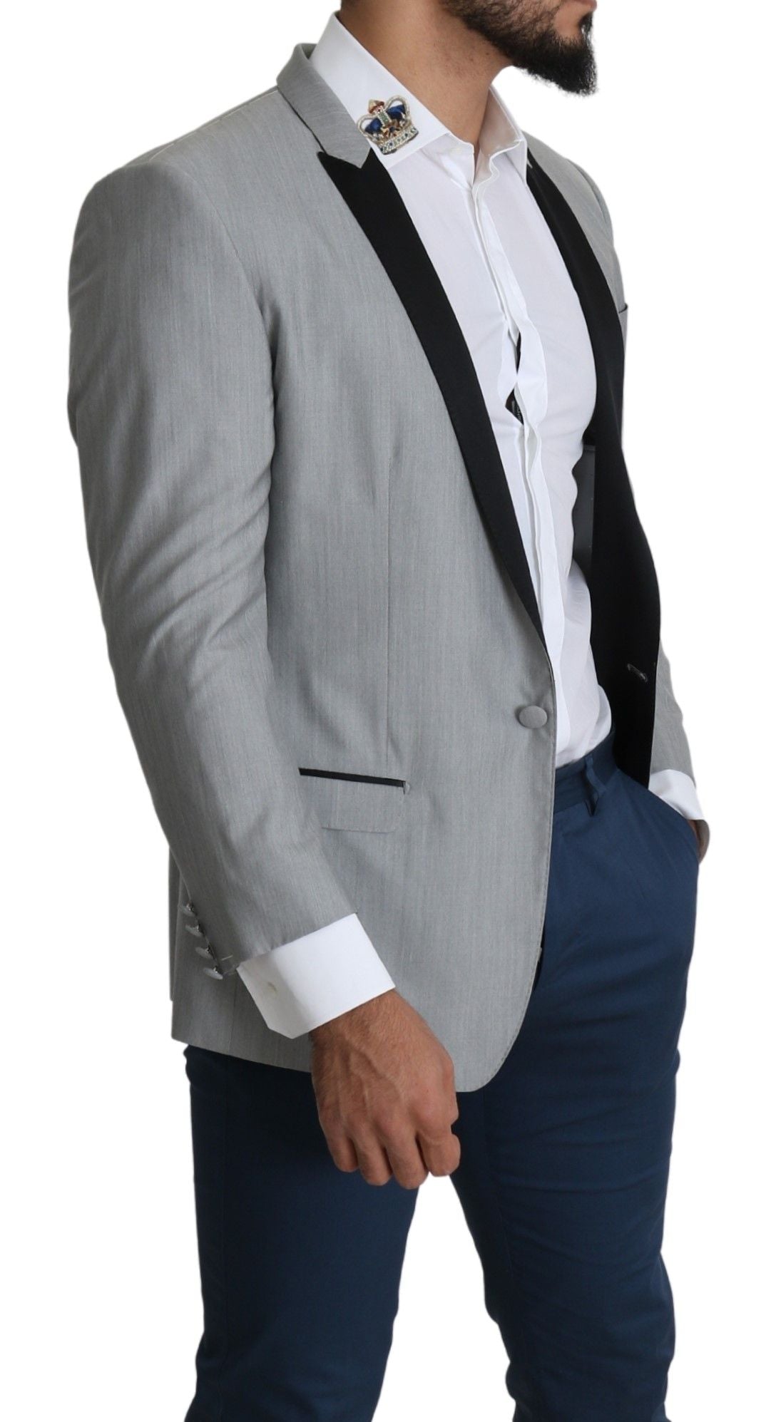 Lichtgrijze enkelrijs SARTORIA blazer