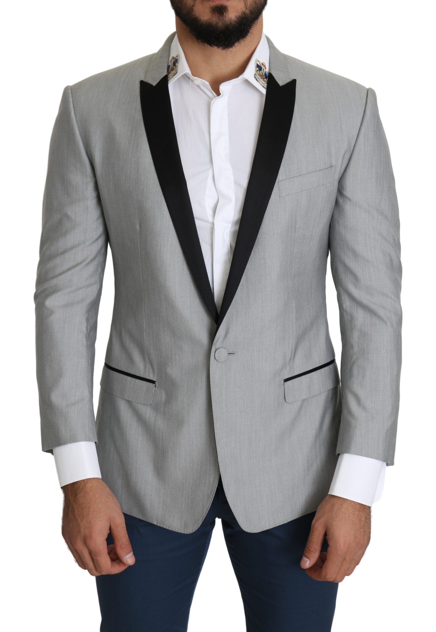 Lichtgrijze enkelrijs SARTORIA blazer