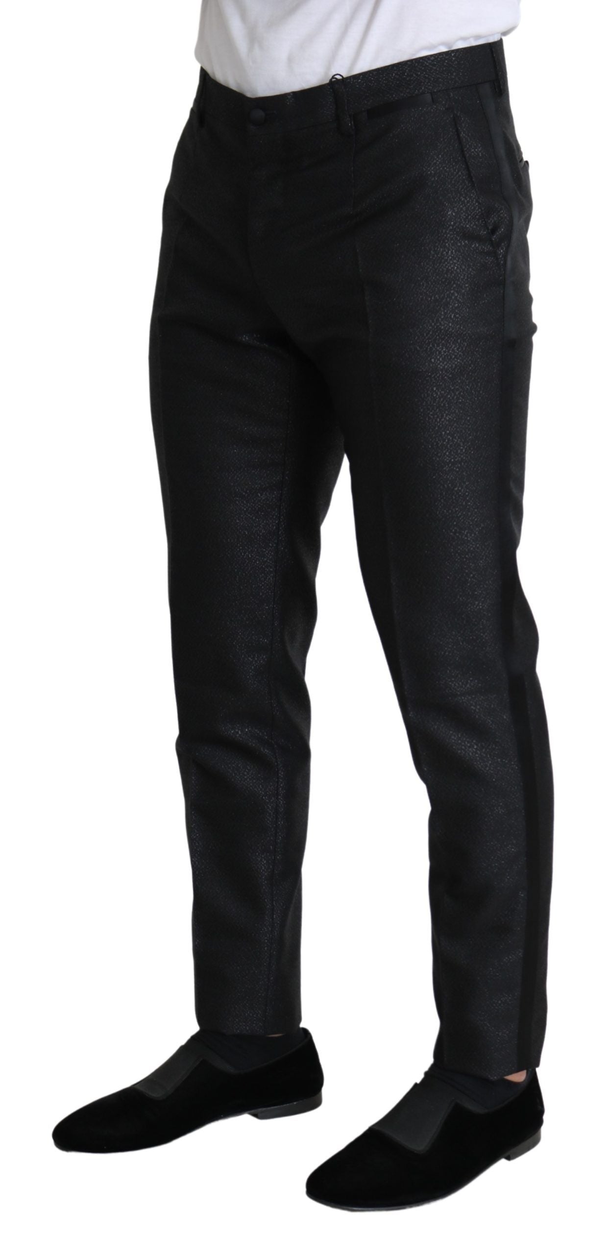 Zwarte metallic skinny broekjurk