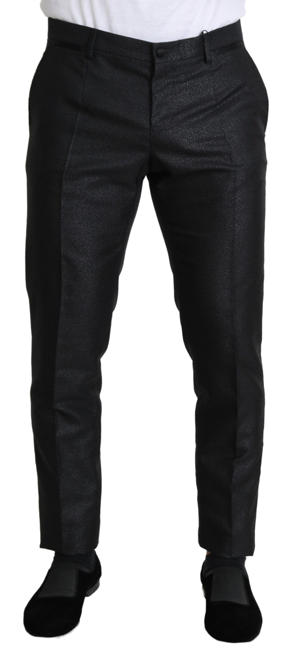 Zwarte metallic skinny broekjurk