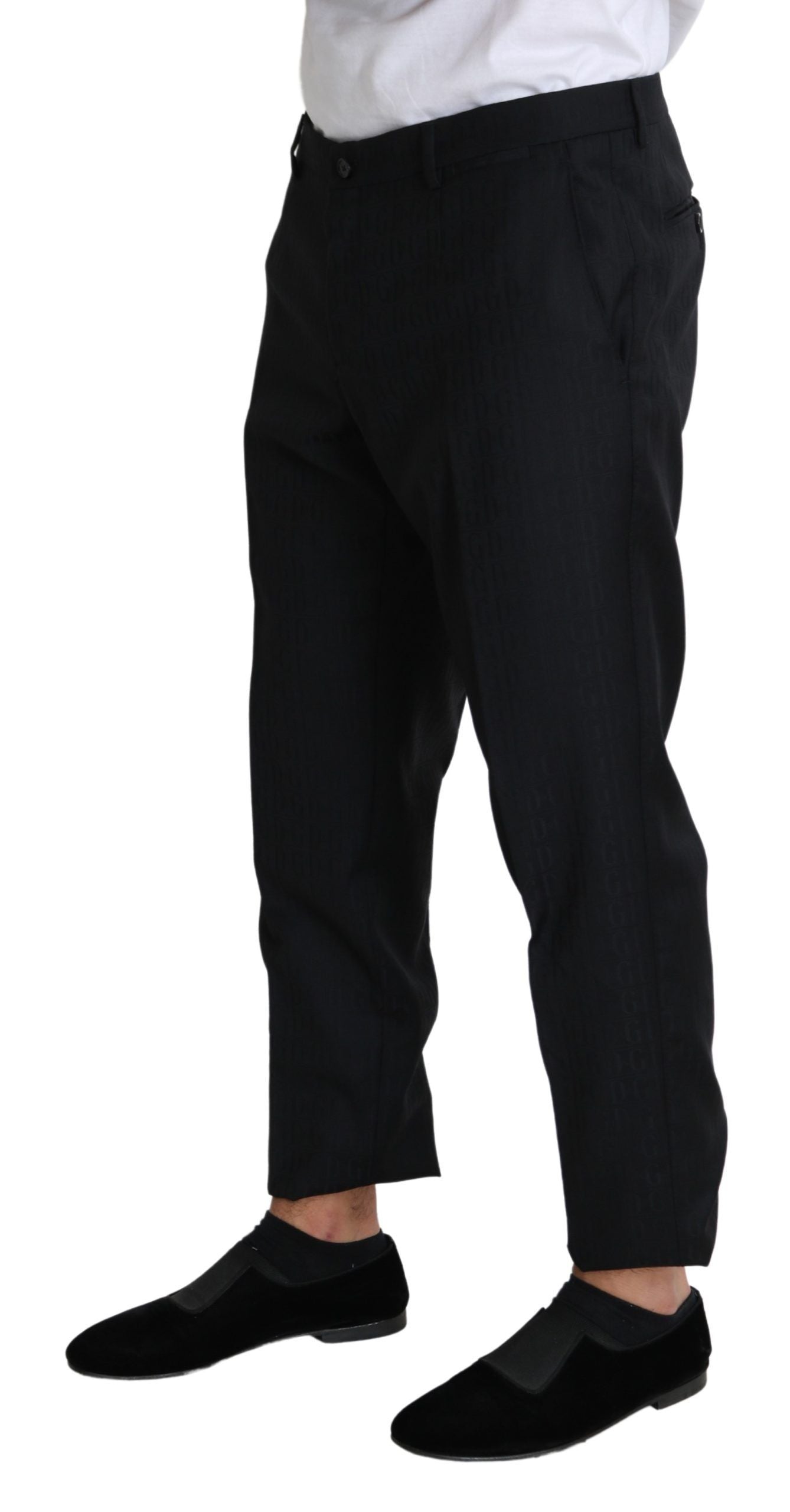 Zwarte wollen skinny cropped broekjurk