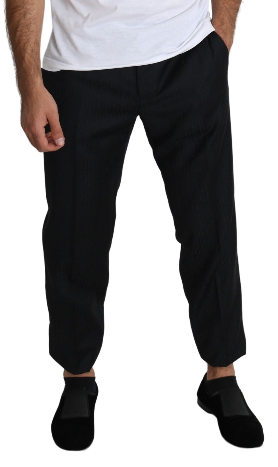 Zwarte wollen skinny cropped broekjurk