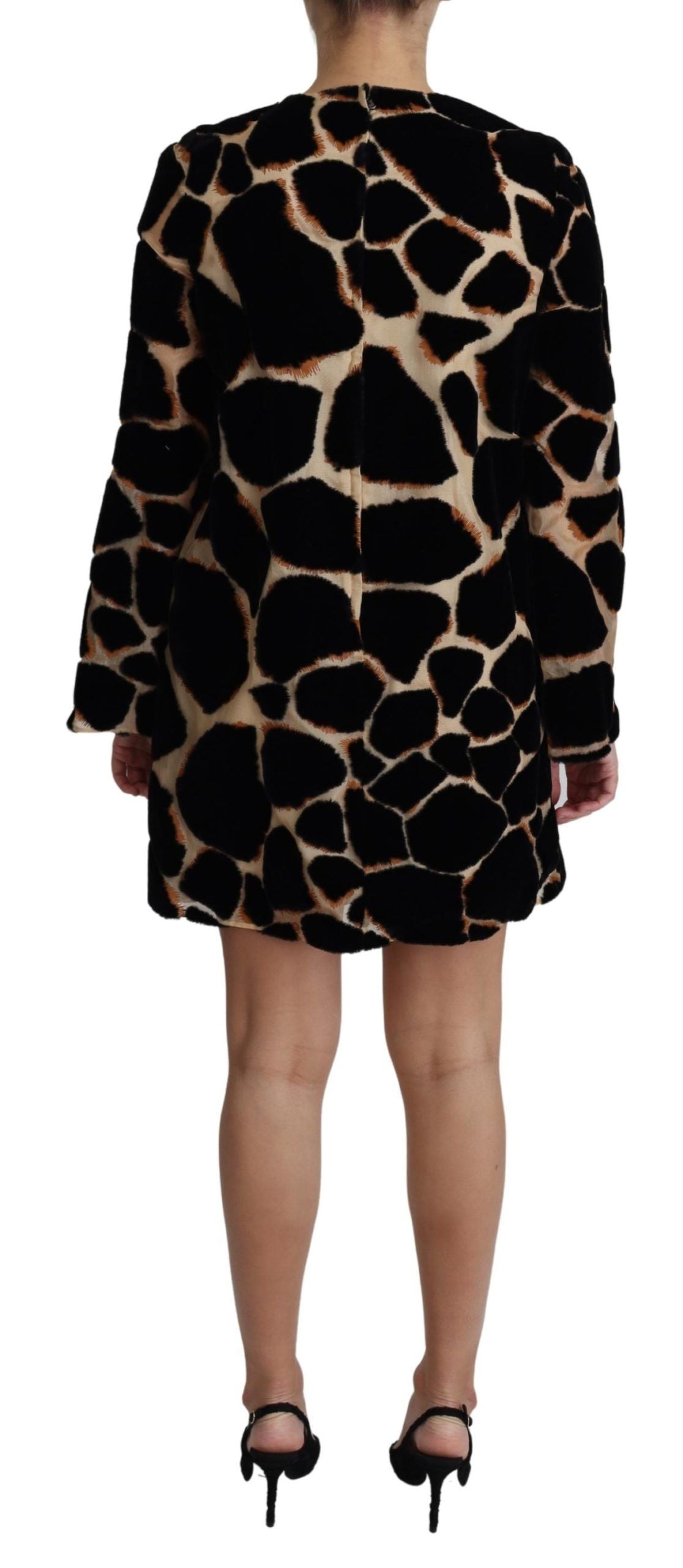 Zwarte mini-jurk met giraffenprint