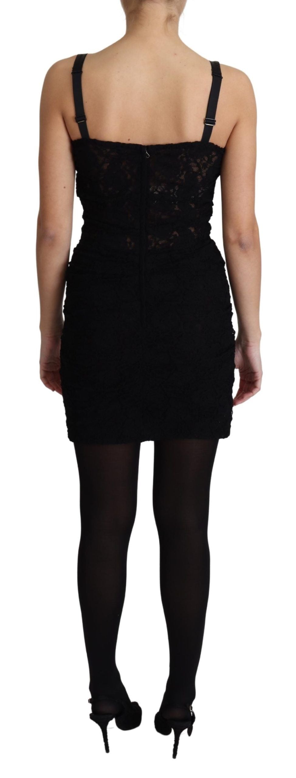 Zwarte kanten bloemencorset bustier mini-jurk