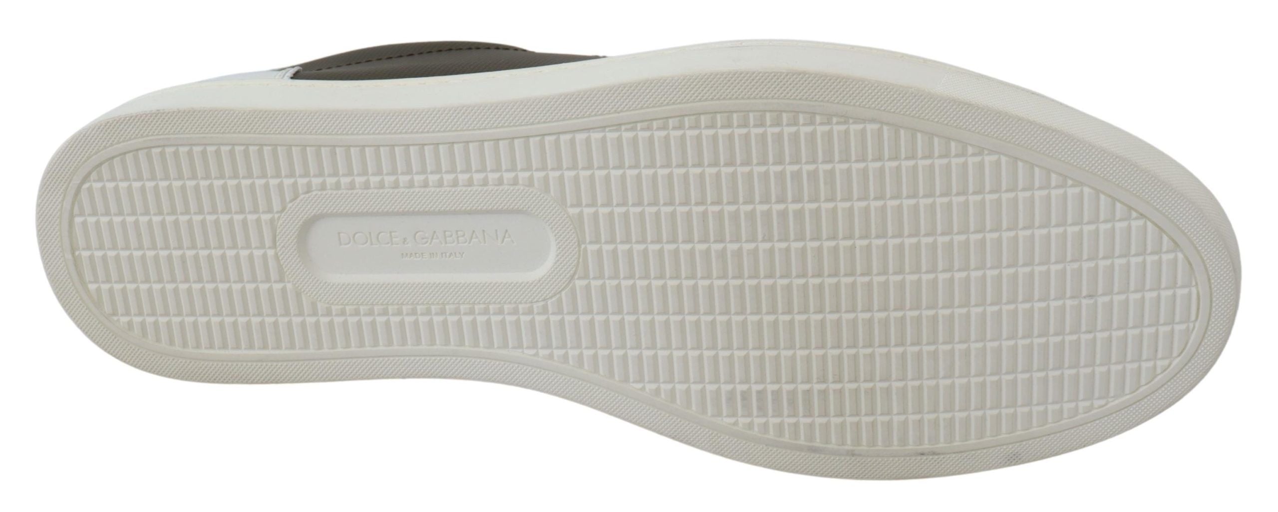 Witte groene leren lage sneakers