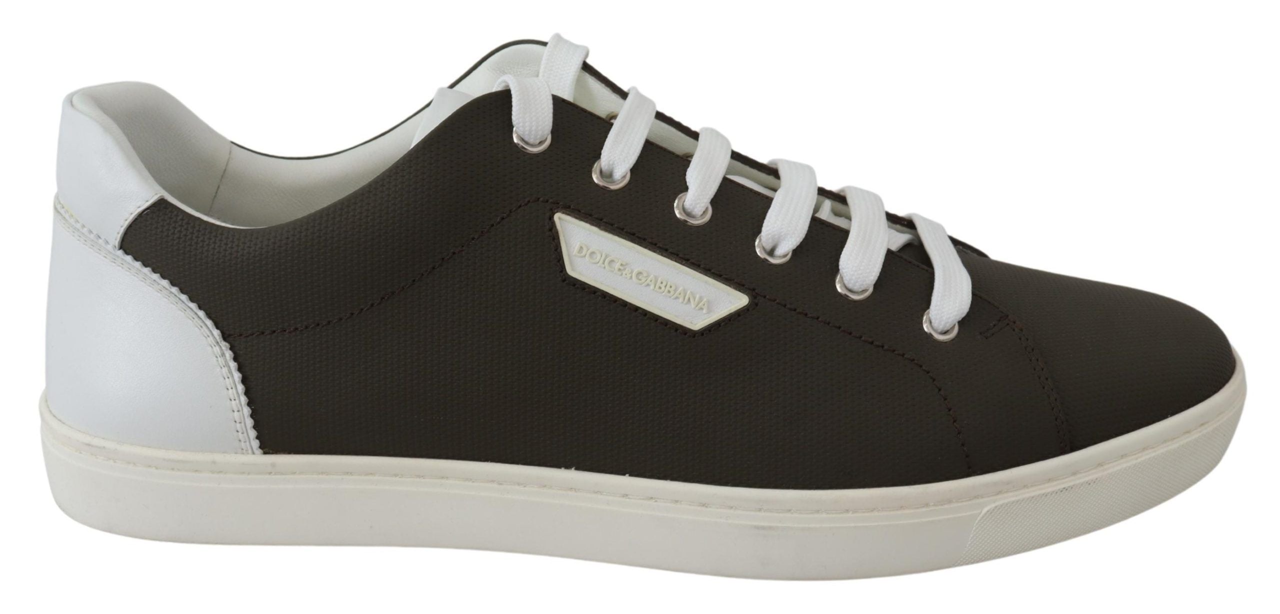Witte groene leren lage sneakers