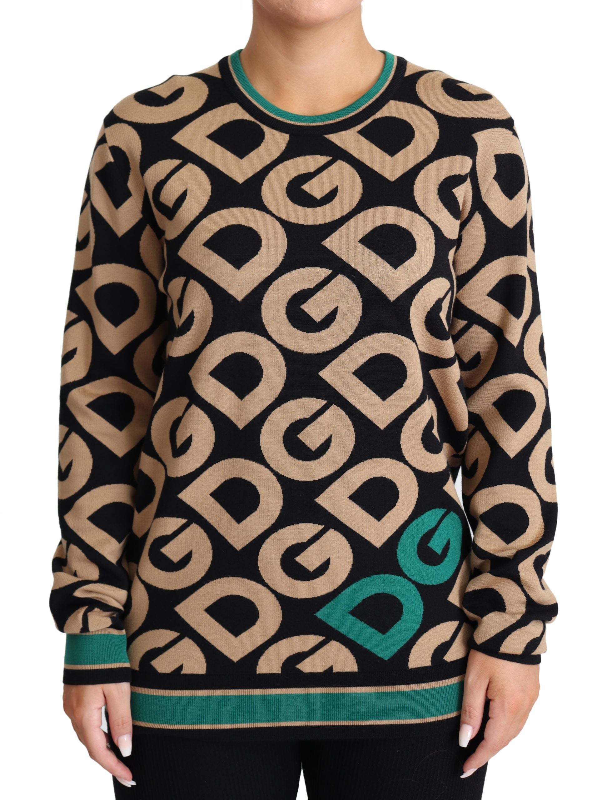 Multicolor DG Mania wollen trui met ronde hals
