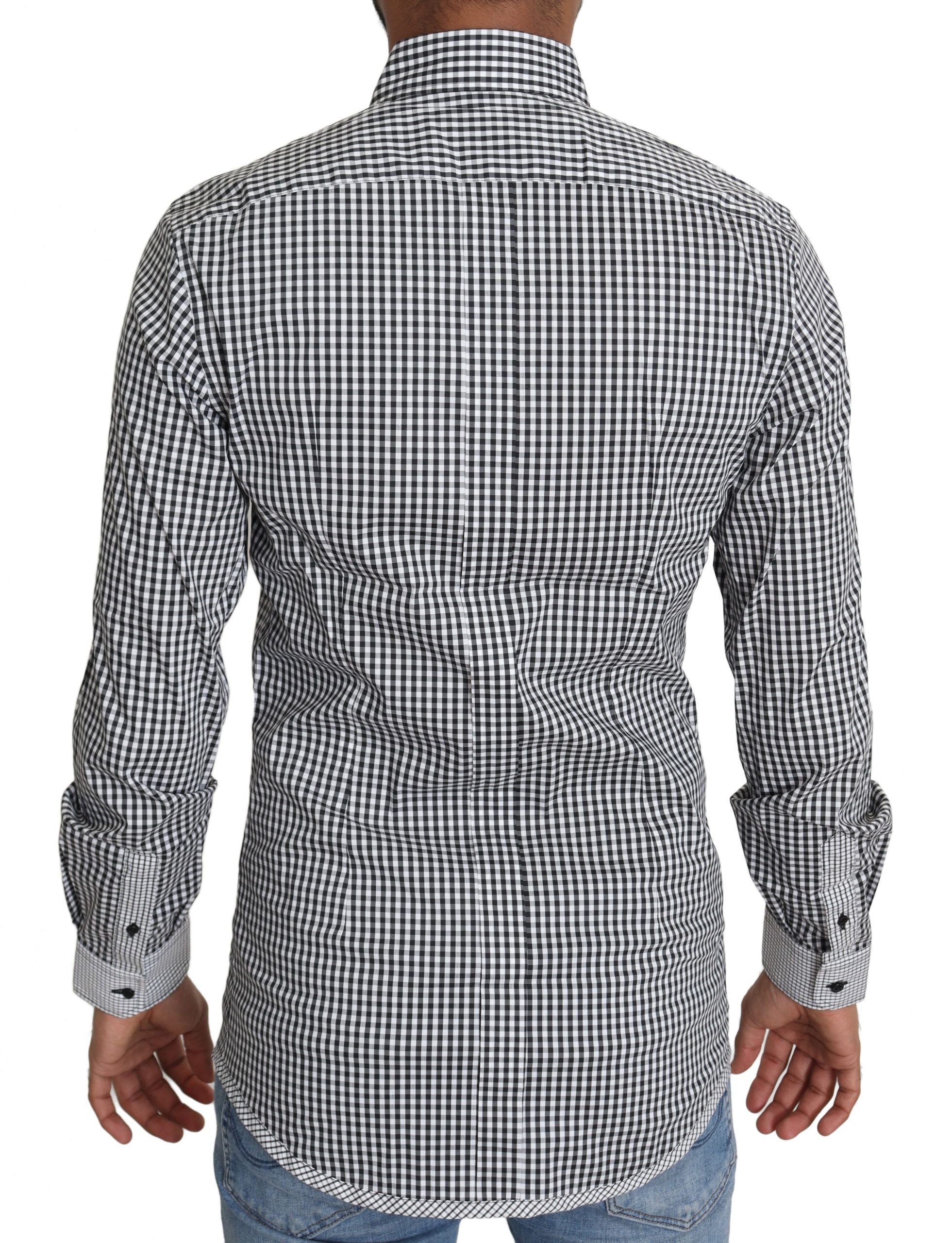 Zwart-wit geruit casual overhemd