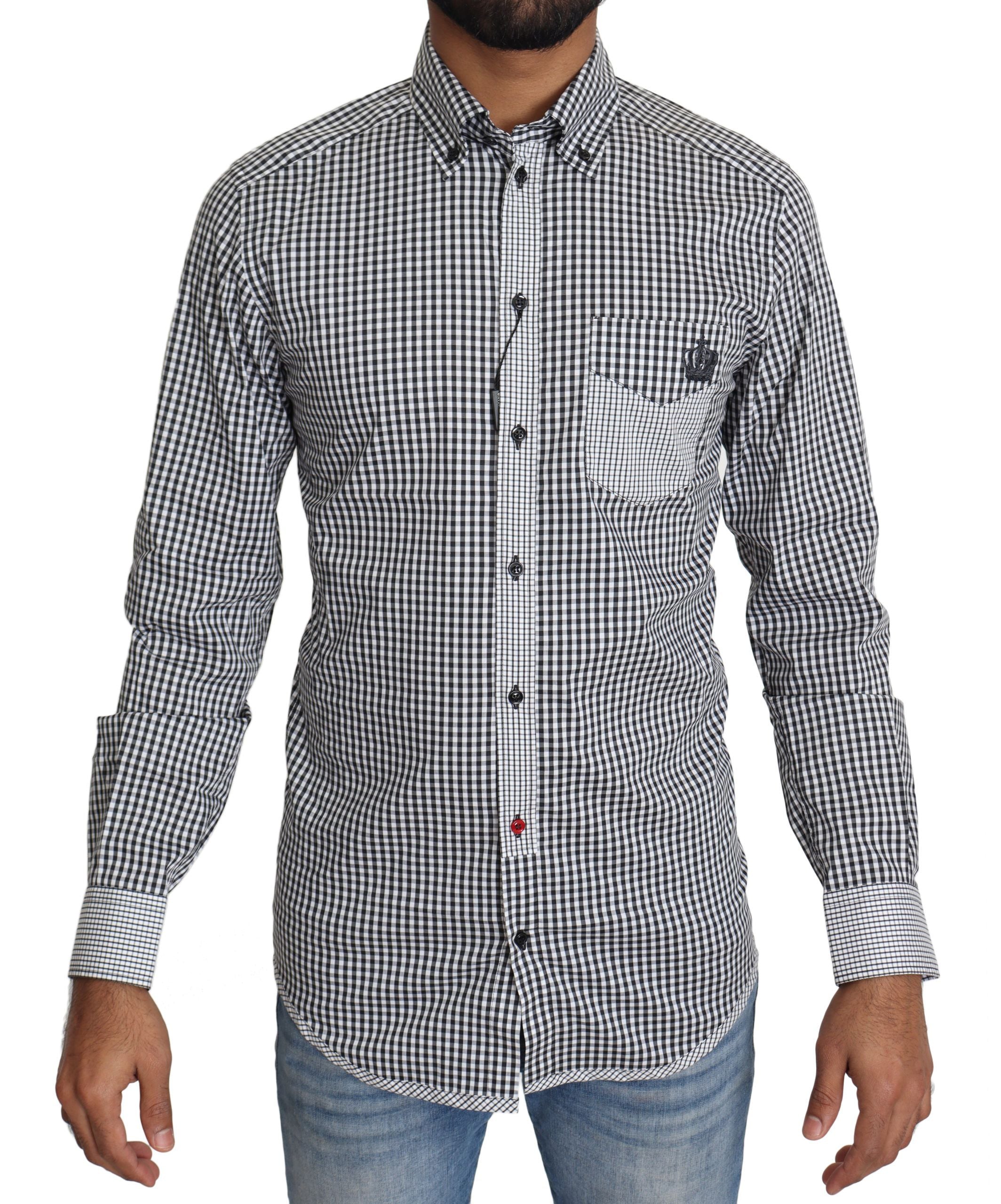 Zwart-wit geruit casual overhemd
