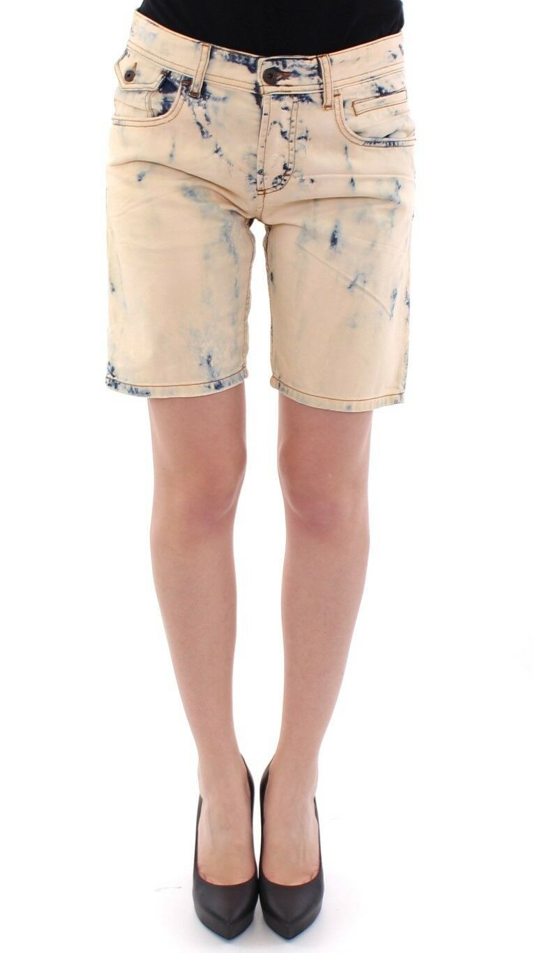 Blauwe katoenen gewassen jeans shorts broek