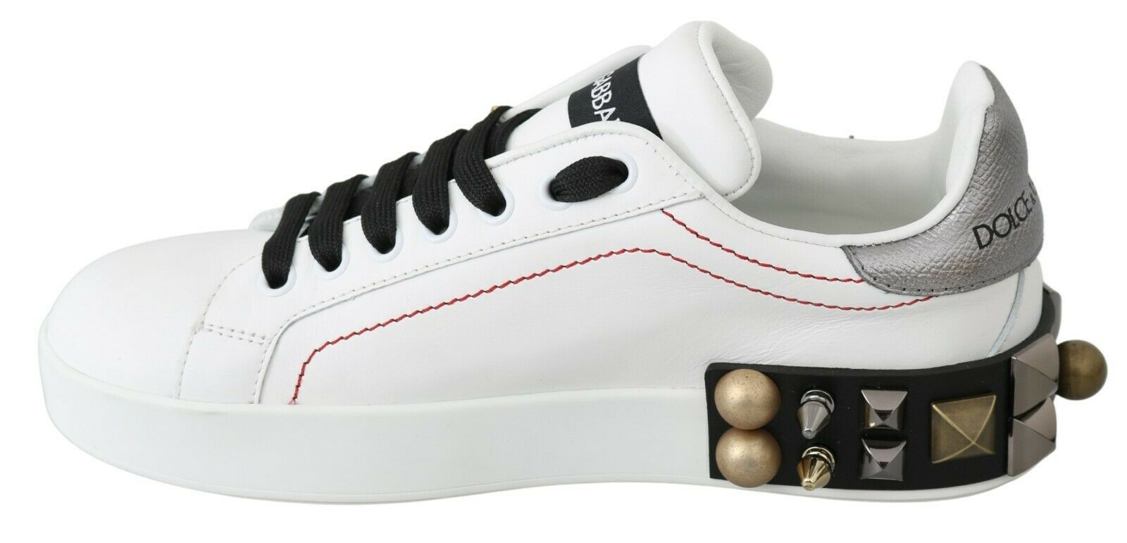 Witte leren sneakers met kristallen rozen en bloemenprint