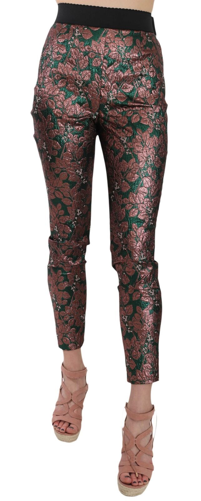 Multicolor Iriserende Brokaat Jacquard Broek Crop Broek